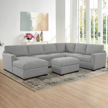 Thomasville Langdon Fabric Sectional with Chaise and Storage Ottoman, Gray - Stu's Home Improvement Outlet