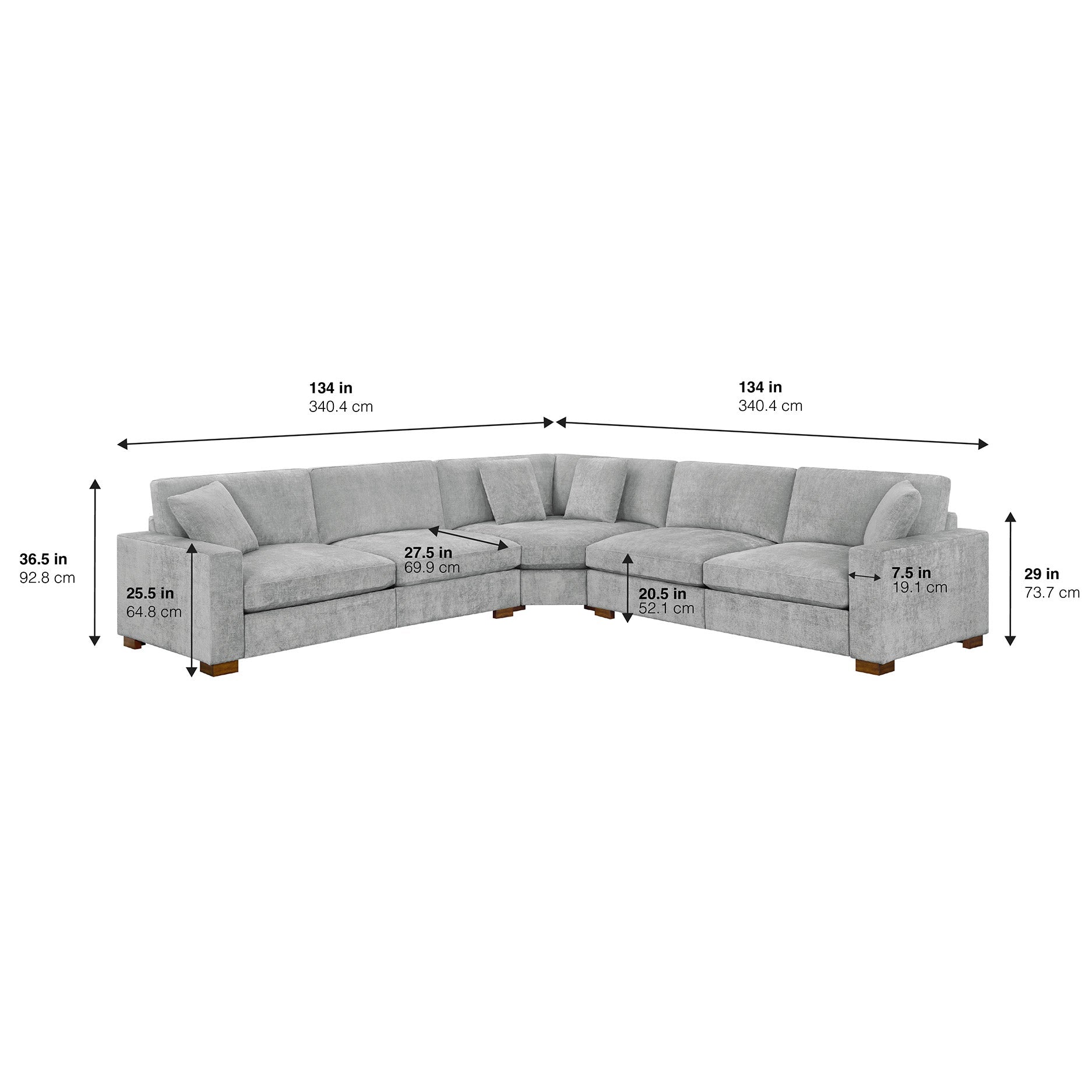 Henredon Selene 3-piece Sectional with Power Footrests