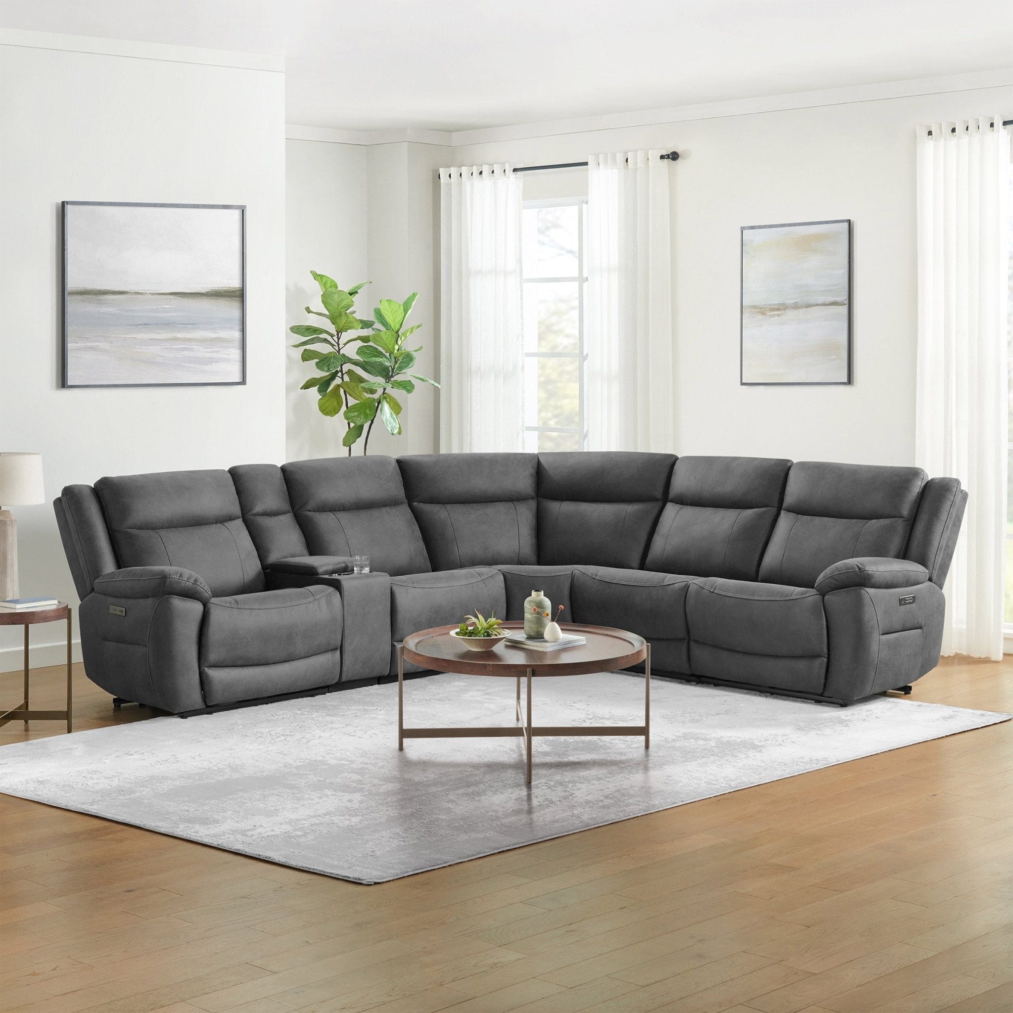 Zakary 6 - piece Fabric Power Reclining Sectional With Power Headrests - Stu's Home Improvement Outlet