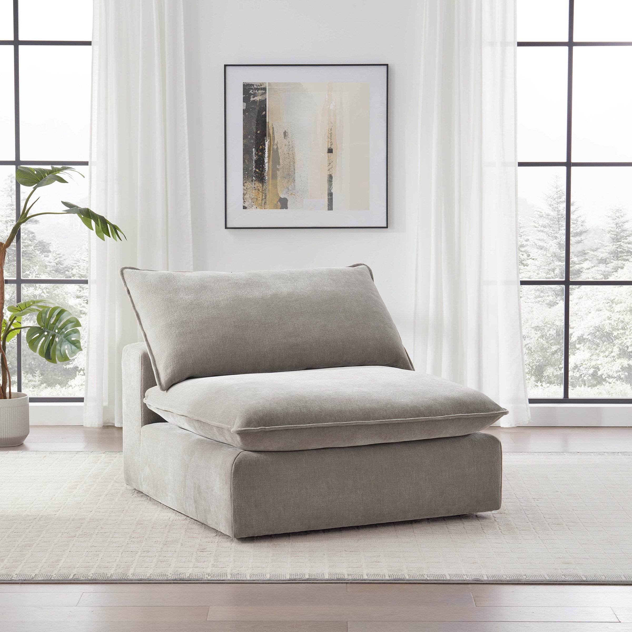 Fabric Armless Chair, Taupe
