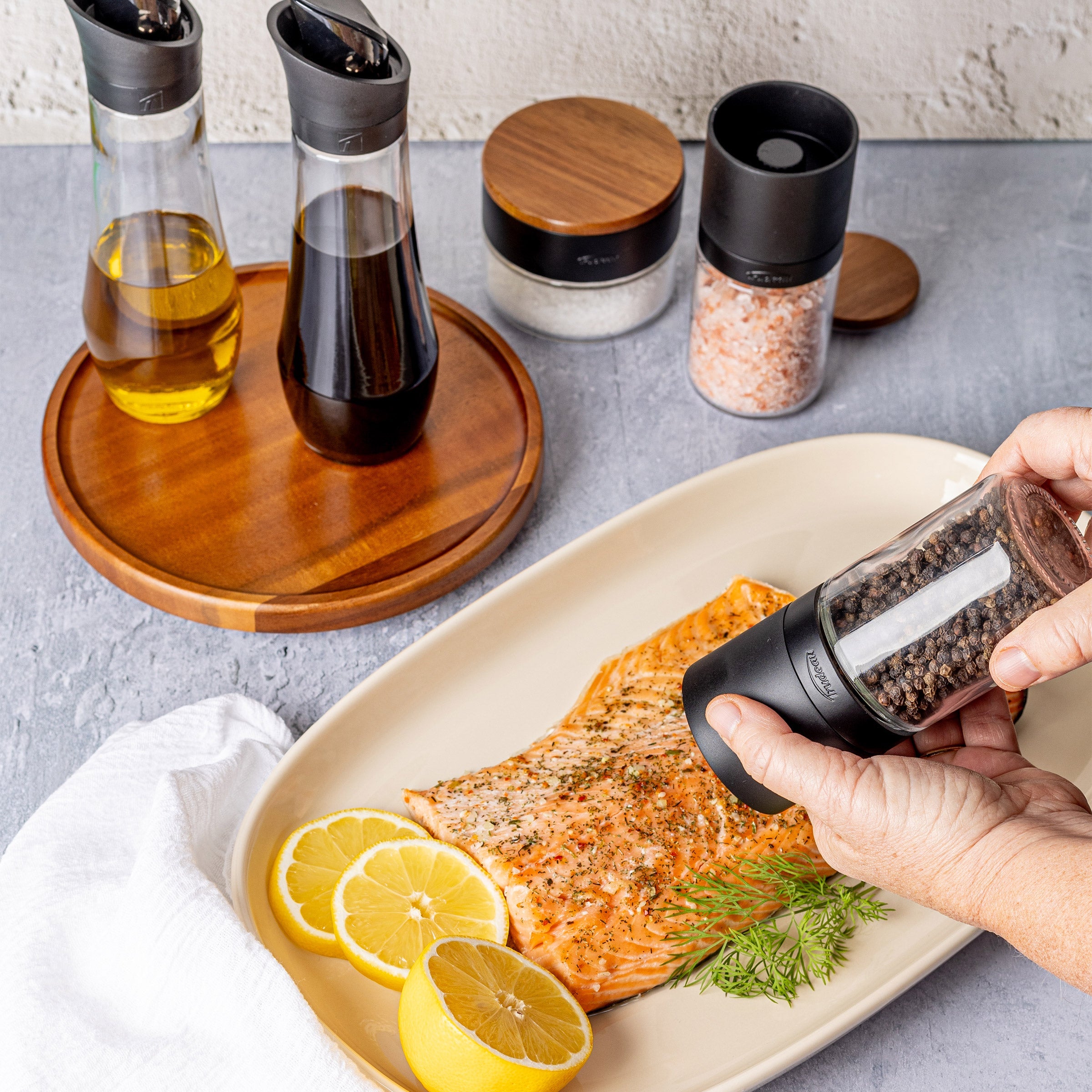 Trudeau Lazy Susan Seasoning Station, 6-piece Set