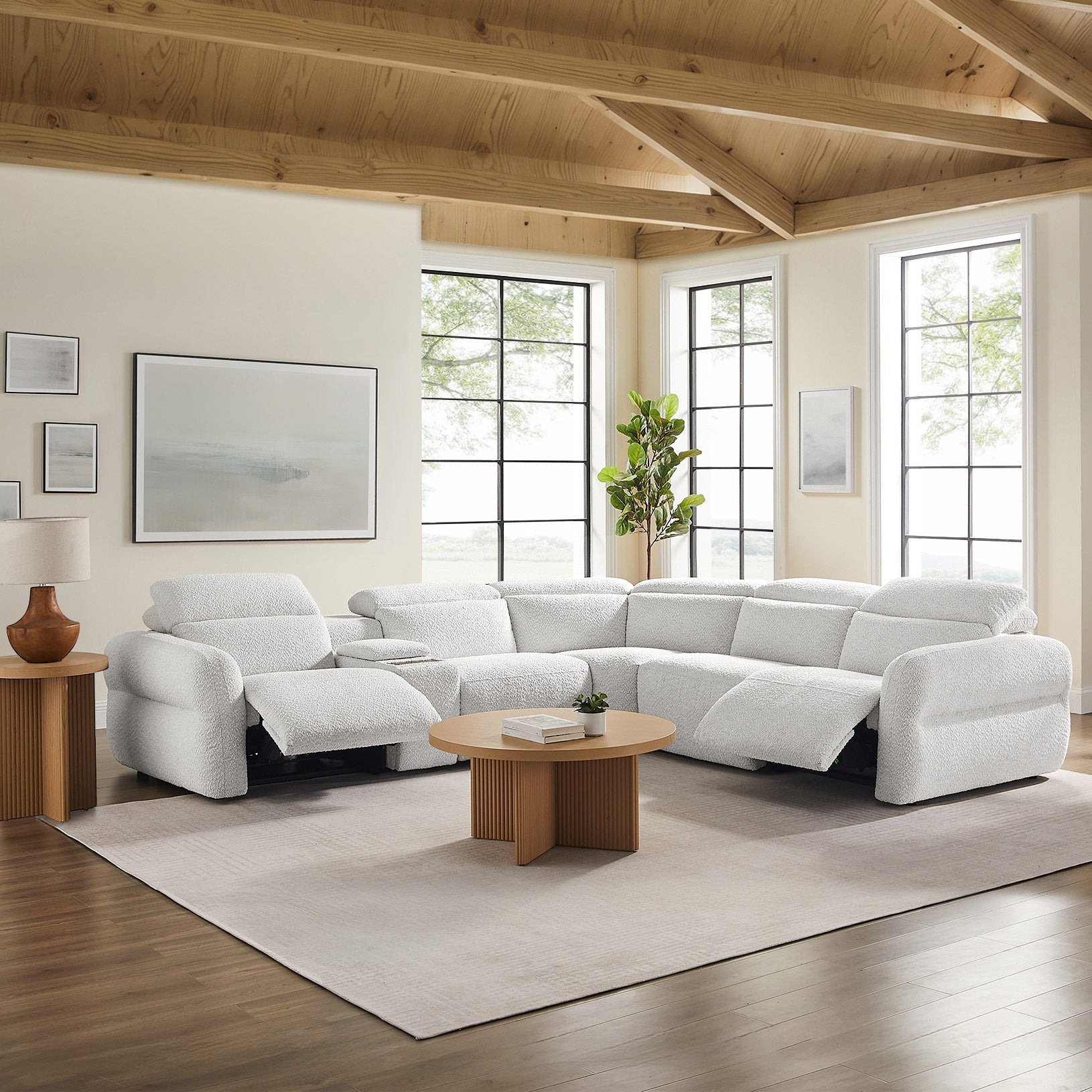 Monroe 6-piece Fabric Power Reclining Sectional with Power Headrests