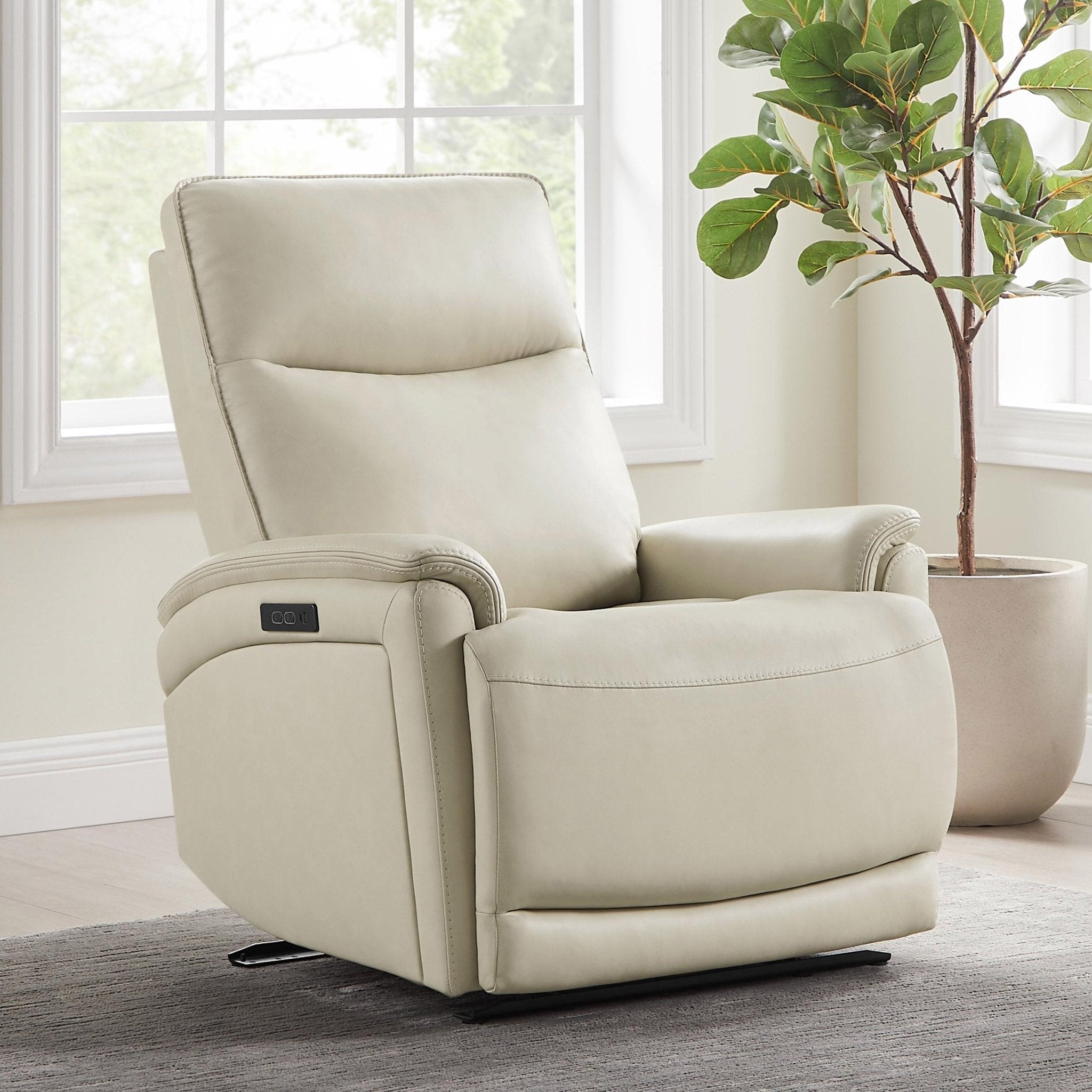 Sanders Leather Power Recliner with Power Headrest - Stu's Home Improvement Outlet