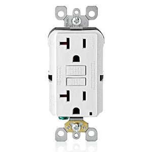 Leviton GFNT2 - W Self - Test SmartlockPro Slim GFCI Non - Tamper - Resistant Receptacle with LED Indicator, Wallplate Included, 20 - Amp, White - Stu's Home Improvement Outlet