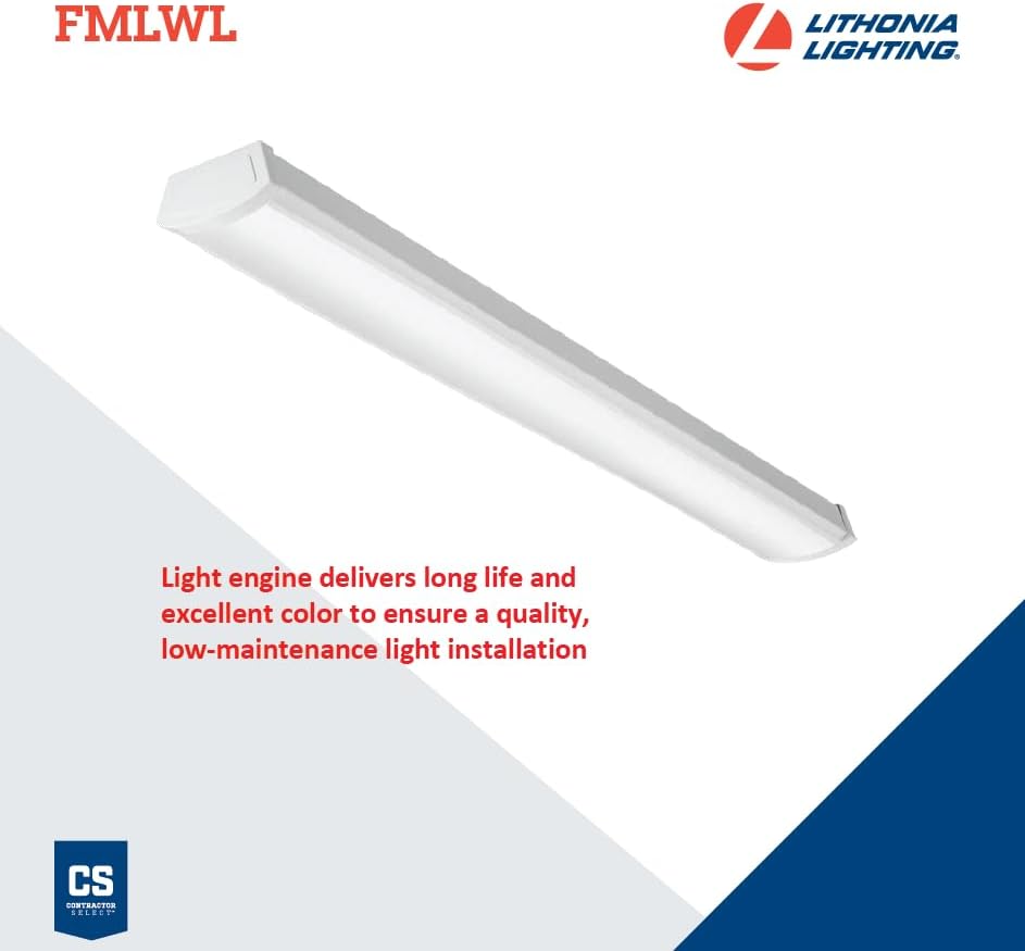 Lithonia Lighting FMLWL 48 840 4 ft. White LED Wraparound Flushmount, 4000K - Stu's Home Improvement Outlet