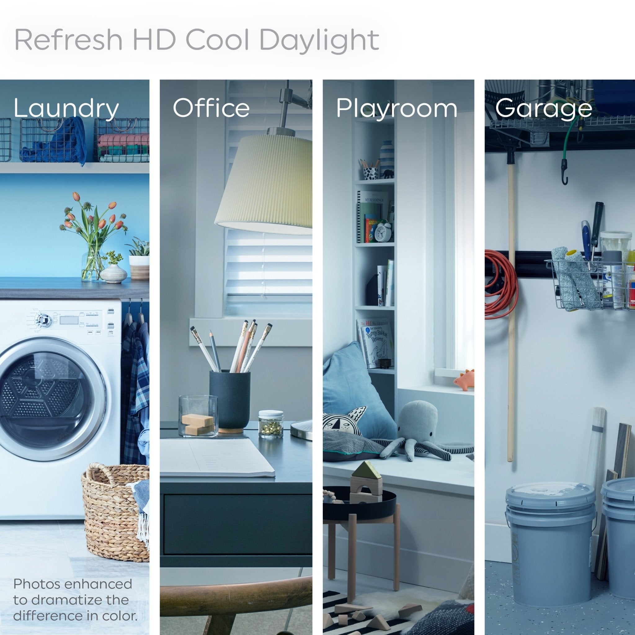 GE Refresh HD 60 - Watt EQ A19 Cool Daylight Medium Base (e - 26) Dimmable LED General Purpose Light Bulb (4 - Pack) - Stu's Home Improvement Outlet