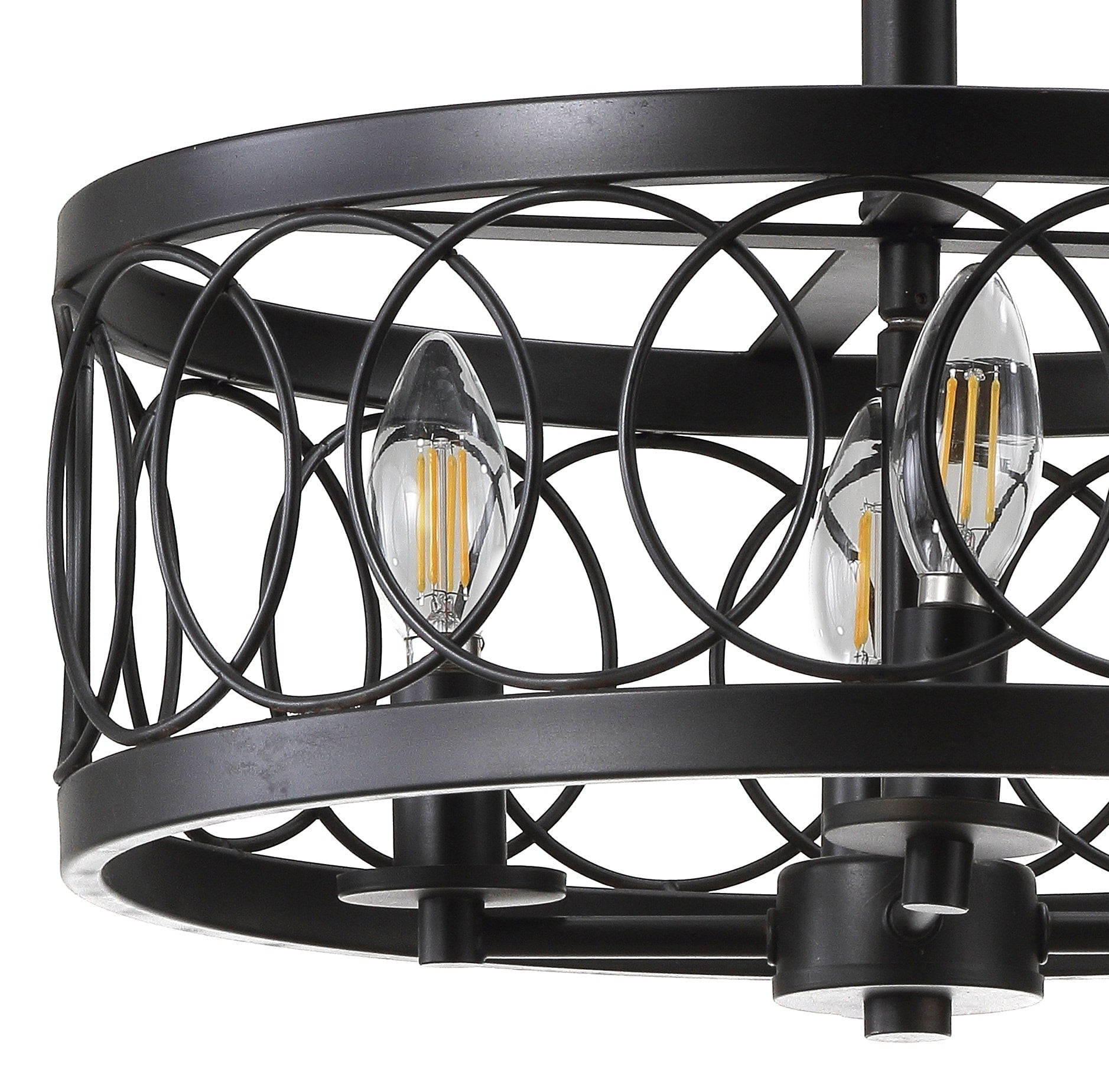 JONATHAN Y Sylvain 15.5" Metal LED Semi Mount 1 - Light 15.5 - in Oil Rubbed Bronze LED Semi Flush Mount Light - Stu's Home Improvement Outlet