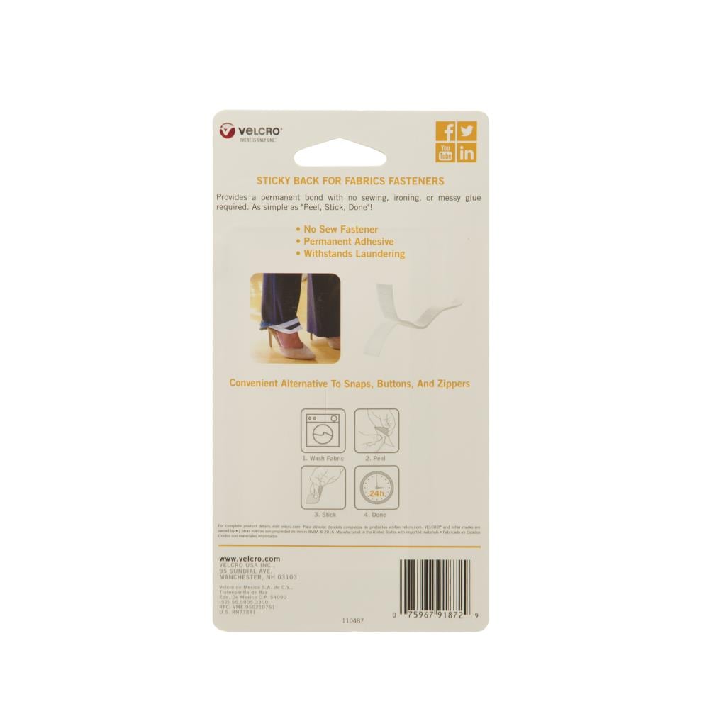VELCRO Brand 24-in White Sticky Back For Fabrics 24In X 3/4In Roll White Hook and Loop Fastener