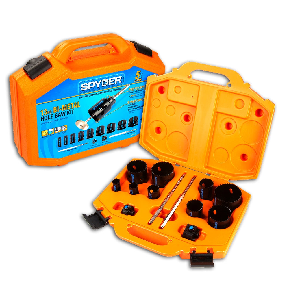 Spyder 11-Piece Set Bi-metal Arbored Adjustable Hole Saw Kit Set