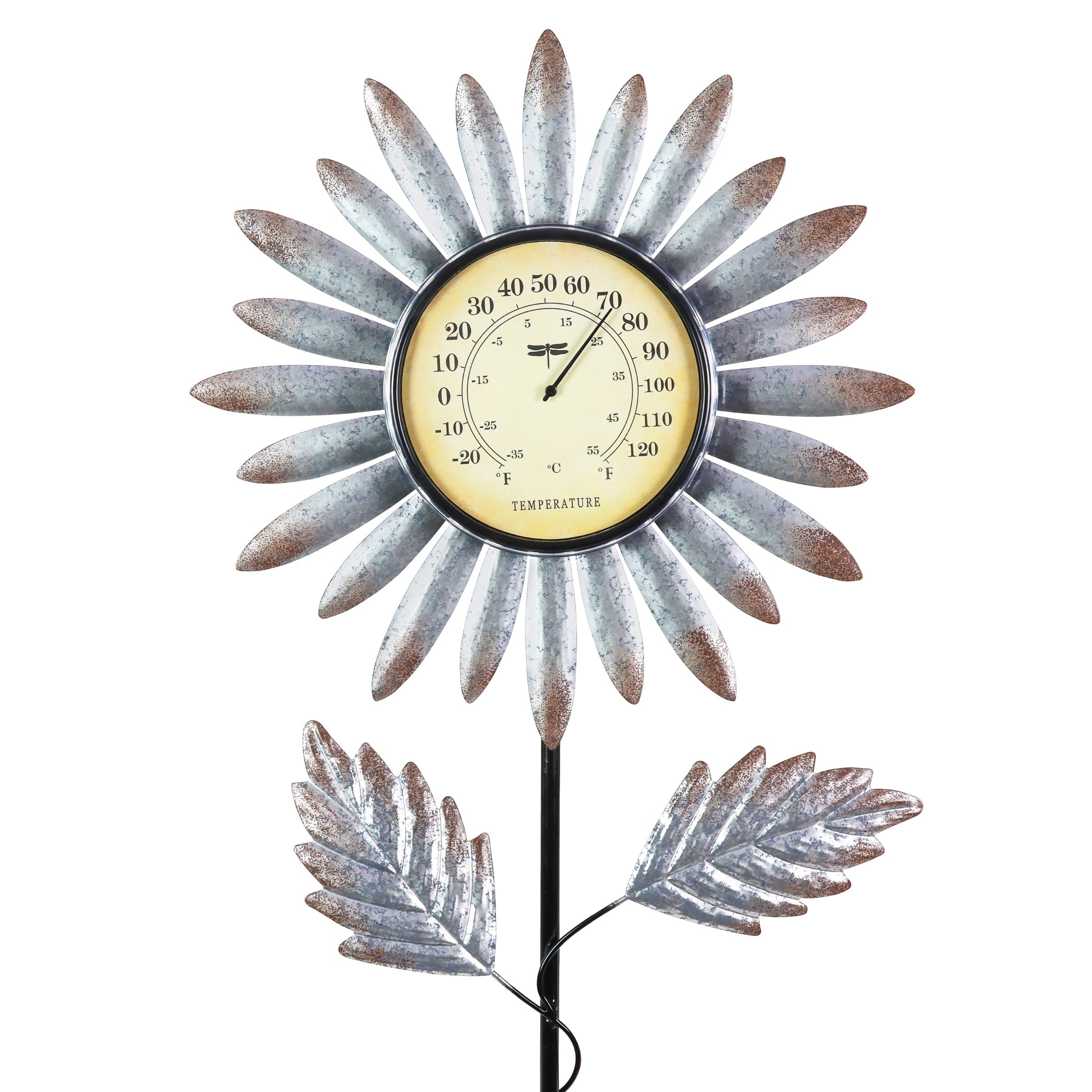 Exhart Analog Wired Outdoor Silver Nature Thermometer