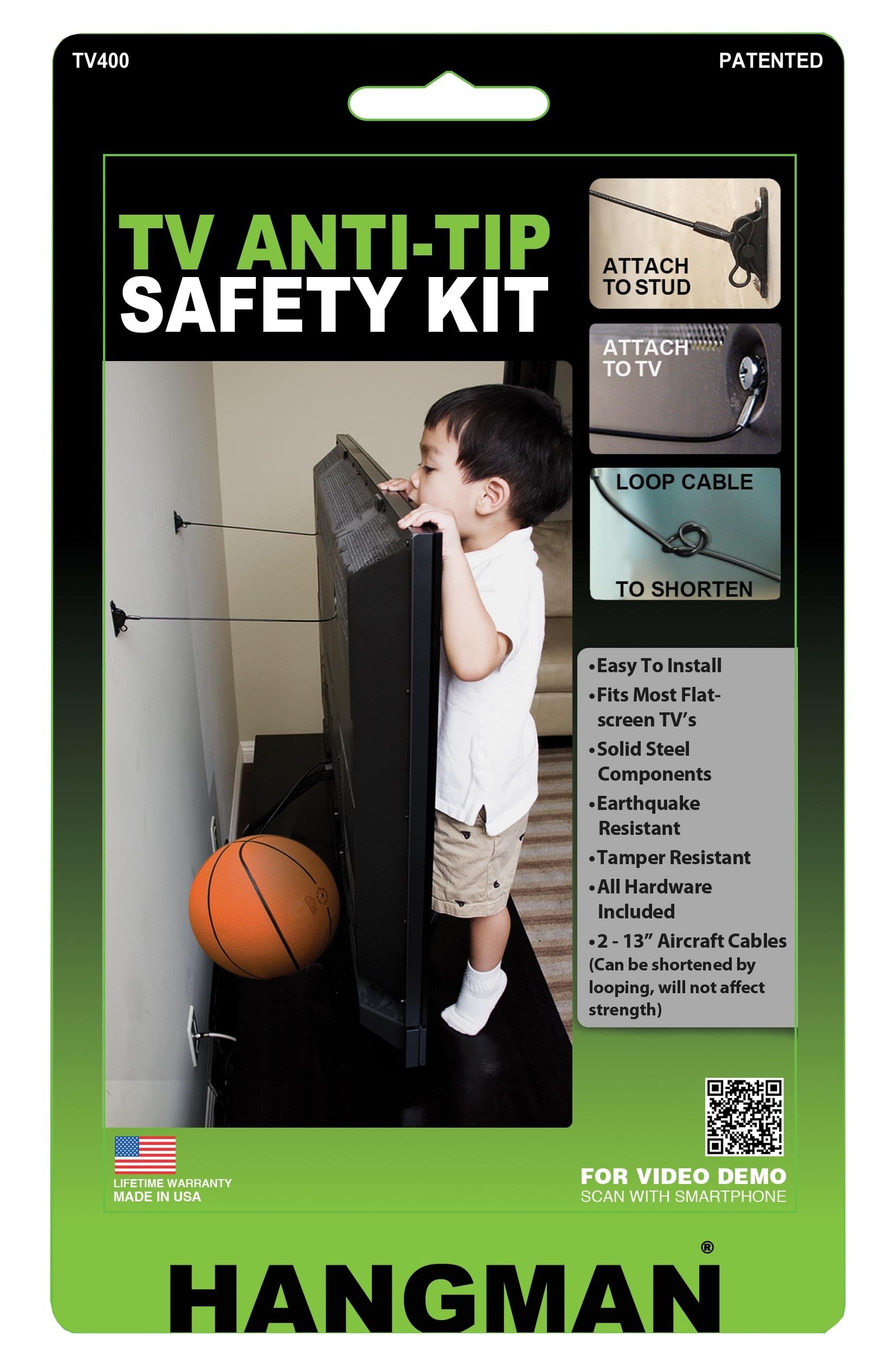 Hangman Anti Tip Kit Fixed Indoor Wall TV Mount (Hardware Included)