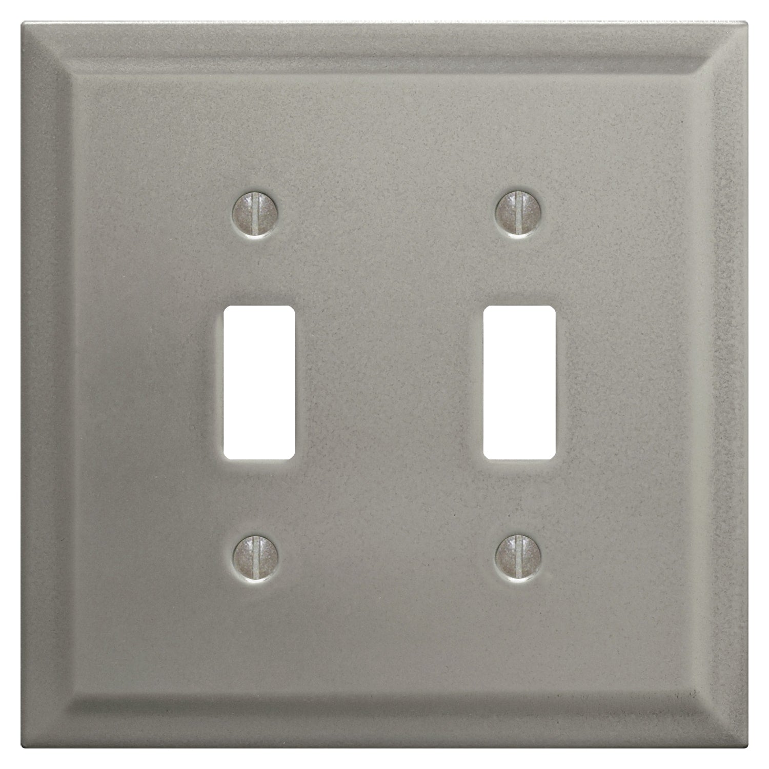 allen + roth 2-Gang Standard Size Brushed Nickel Indoor Toggle Wall Plate