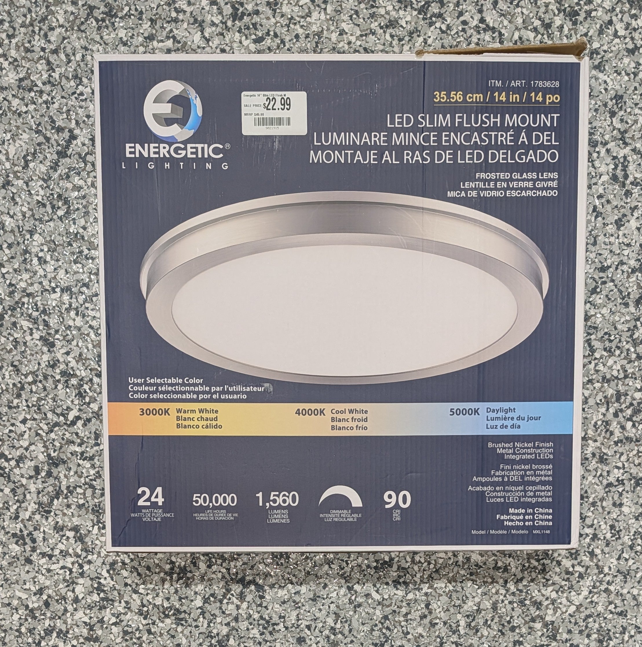 Energetic 14” Slim LED Flush Mount Light Fixture