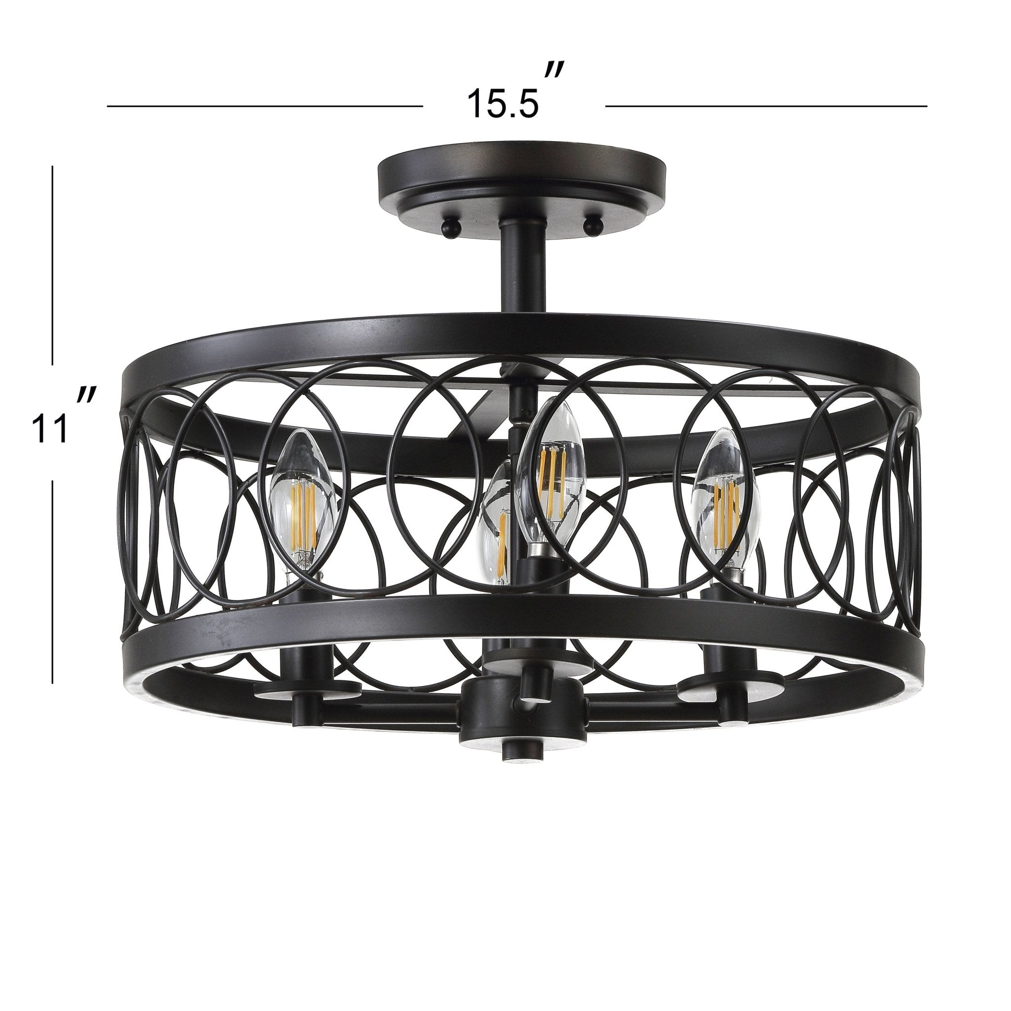 JONATHAN Y Sylvain 15.5" Metal LED Semi Mount 1 - Light 15.5 - in Oil Rubbed Bronze LED Semi Flush Mount Light - Stu's Home Improvement Outlet