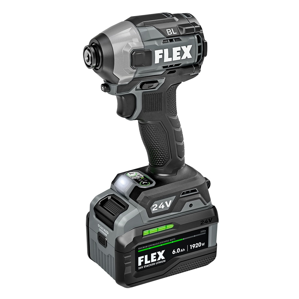 FLEX STACKED LITHIUM 24-volt 1/4-in Brushless Cordless Impact Driver (1-Battery Included, Charger Included and Hard Case included)