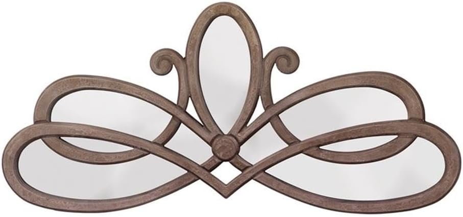 Eden Home 21" Transitional Wood Scroll Mirror in Brown/Distressed Gray - Stu's Home Improvement Outlet