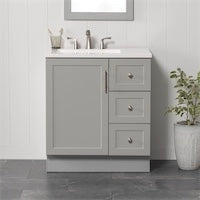 Project Source Davies 30-in Light Gray Single Sink Bathroom Vanity with White Cultured Marble Top