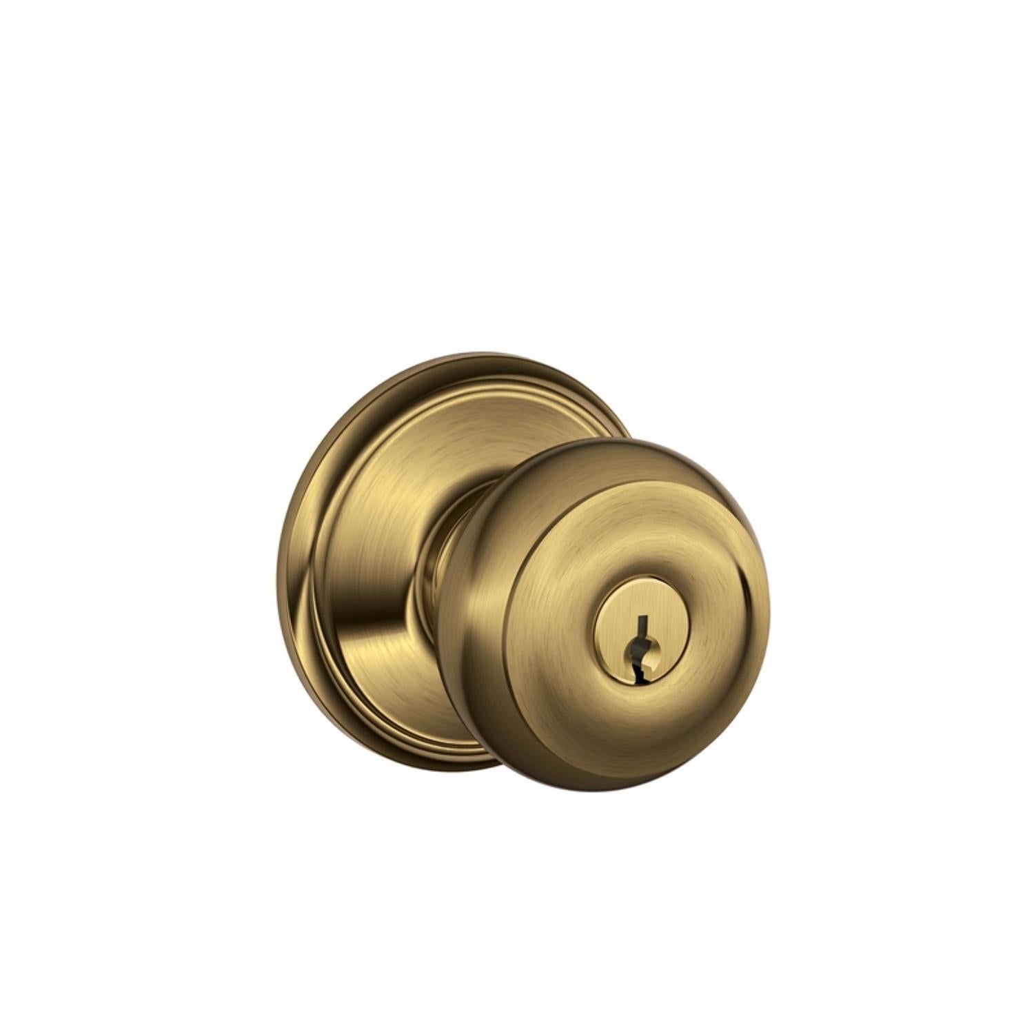 Schlage Georgian Antique Brass Entry Door Knob 1 - 3/4 in. - Stu's Home Improvement Outlet
