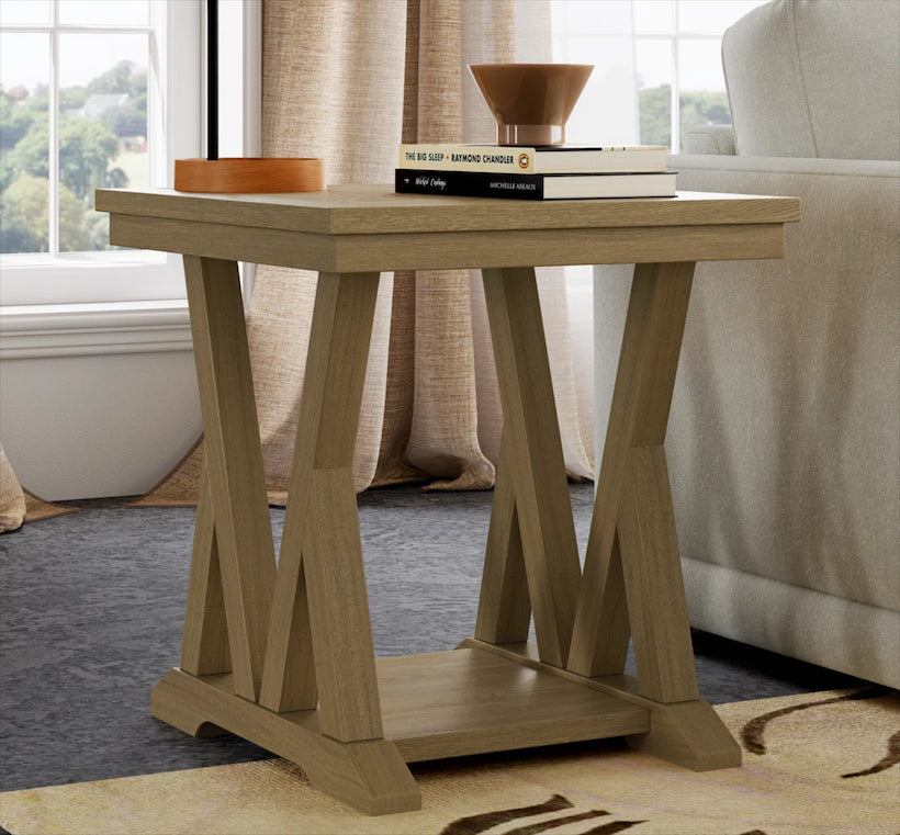 Flexsteel Lattice End Table – Rustic Oak Finish