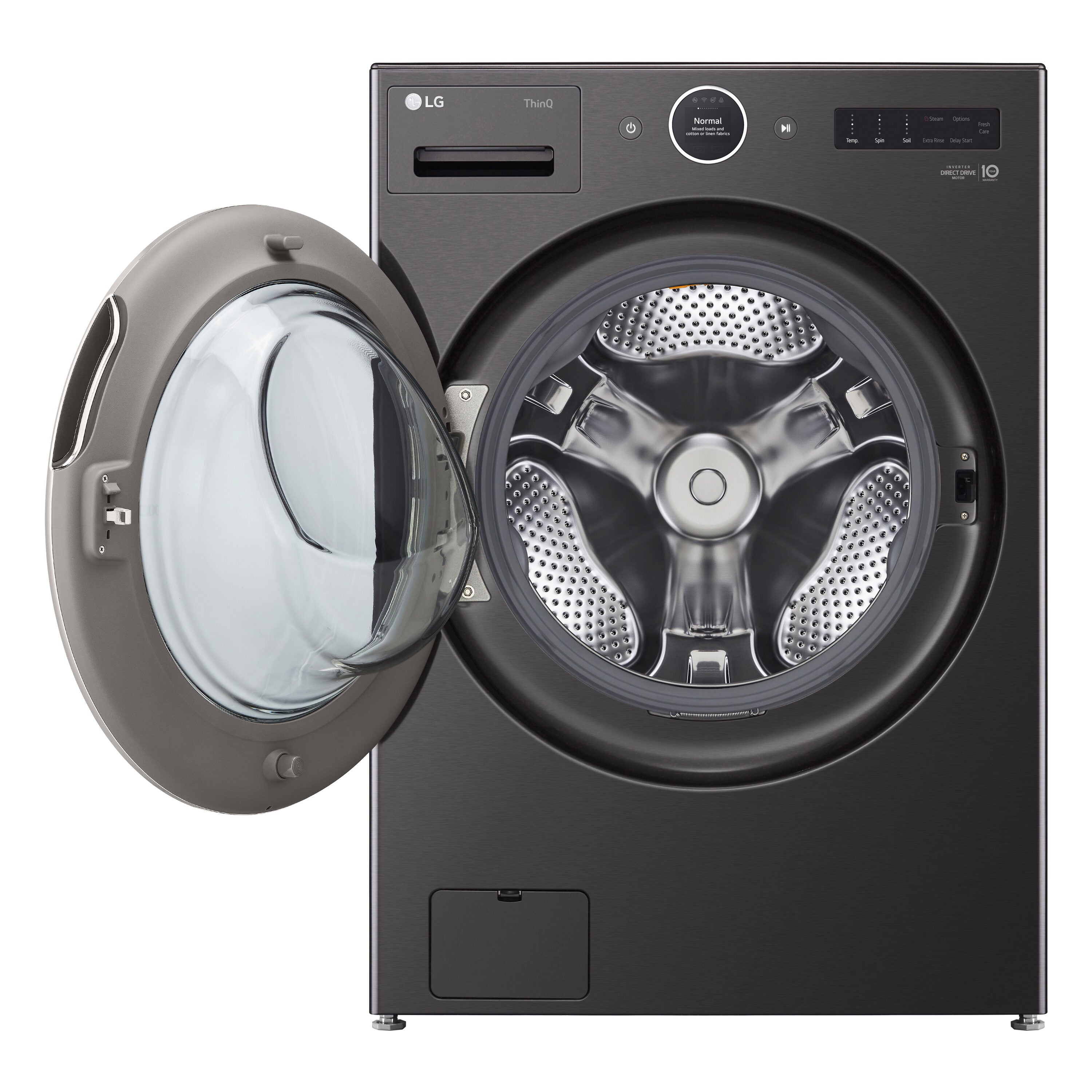 LG Stackable Steam Cycle Smart Compatible Extra Large Front-Load Washer ( Black Steel ) ENERGY STAR