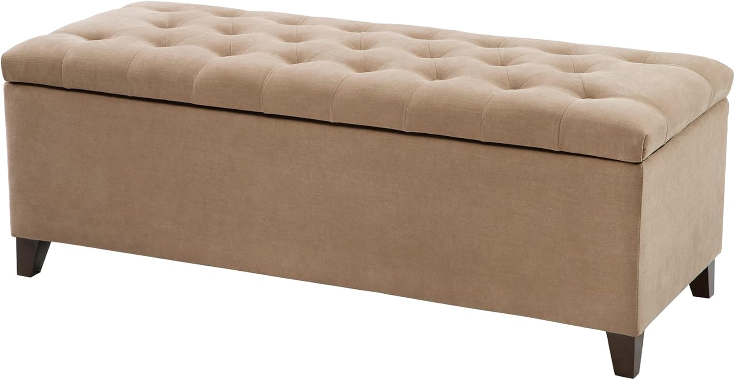 Madison Park Entryway Accent Bench for Living Room Flip Top Storage Chest, Shandra Tufted Top Upholstered Storage Bench End of Bed for Bedroom Furniture, Indoor Seating, 49