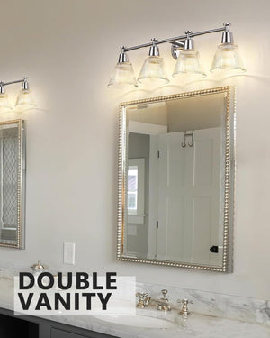 FEMILA Chrome Bathroom Light Fixtures, 29.5" Vanity Lighting Fixtures, 4 - Light Bathroom Vanity Light with Fluted Ripple Glass Shade for Bathroom, Kitchen,4FG75BG1 - 4W CH - Stu's Home Improvement Outlet
