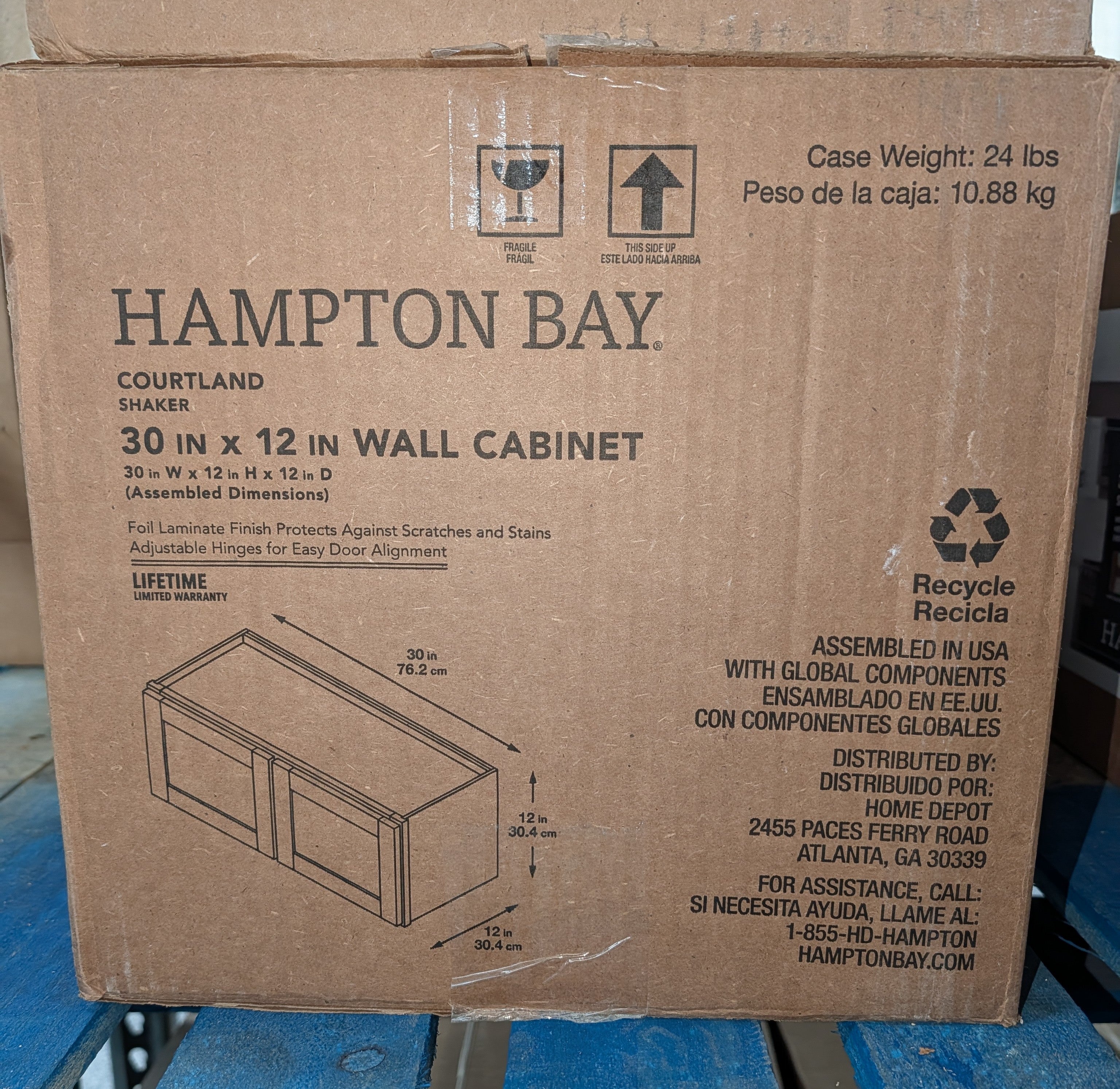 Courtland Shaker Assembled 30 in. x 12 in. x 12 in. Stock Wall Kitchen Cabinet in Polar White Finish