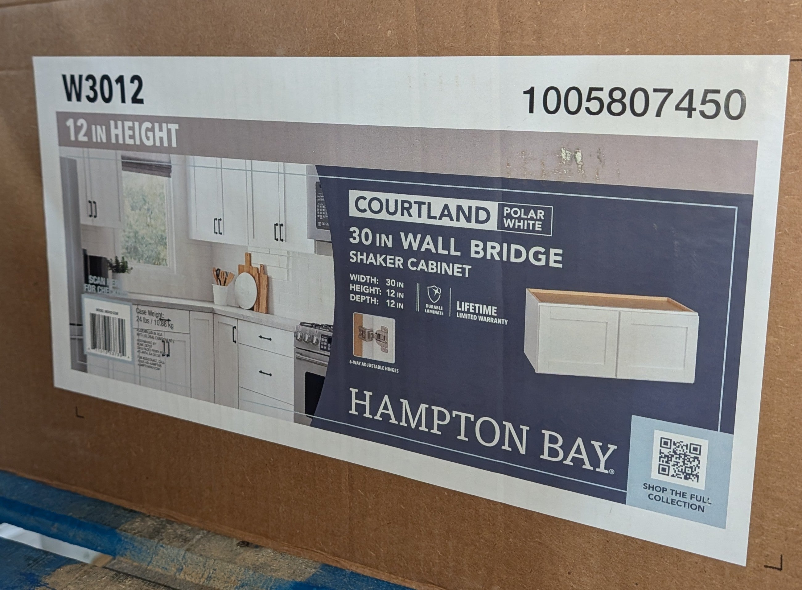 Courtland Shaker Assembled 30 in. x 12 in. x 12 in. Stock Wall Kitchen Cabinet in Polar White Finish