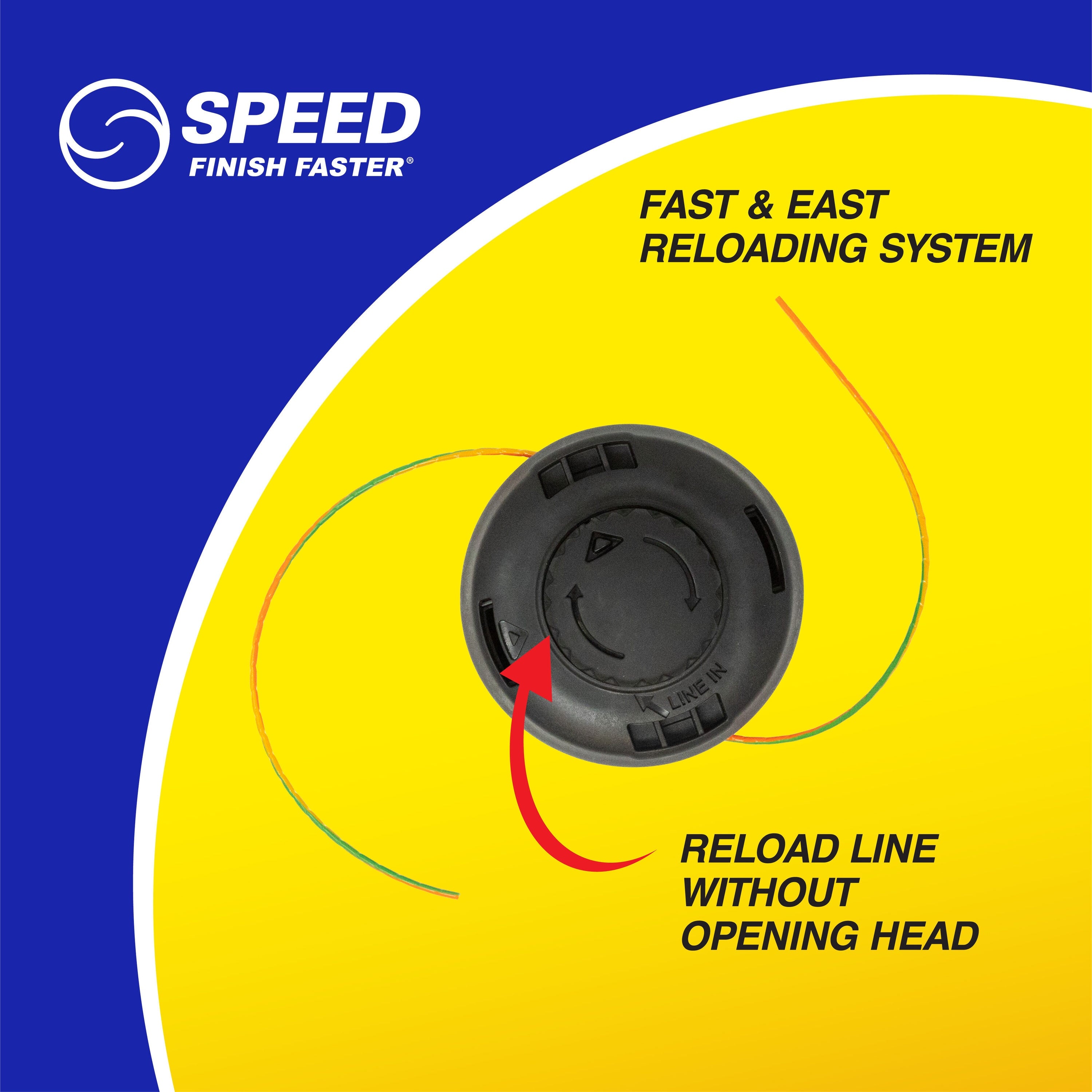 SPEED Universal Fit String Trimmer Head with Wind-in-the-Head Design, Fits Most Gas and Cordless Trimmers, 0.095-in Line Diameter