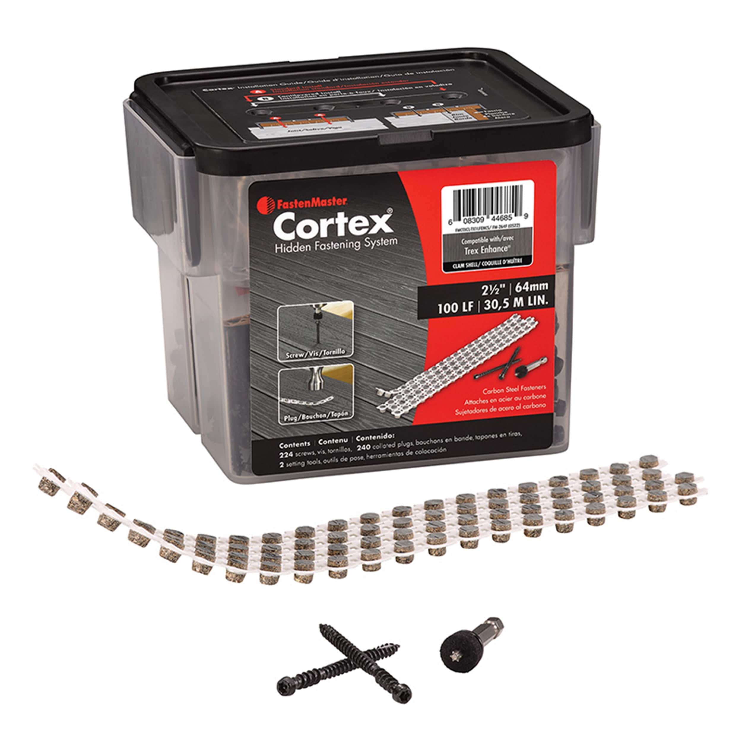 FastenMaster Cortex for Trex Enhance Decking 2.5 Inches Clam Shell Hidden Deck Fastener 100 Linear feet ( 224 -Pack )