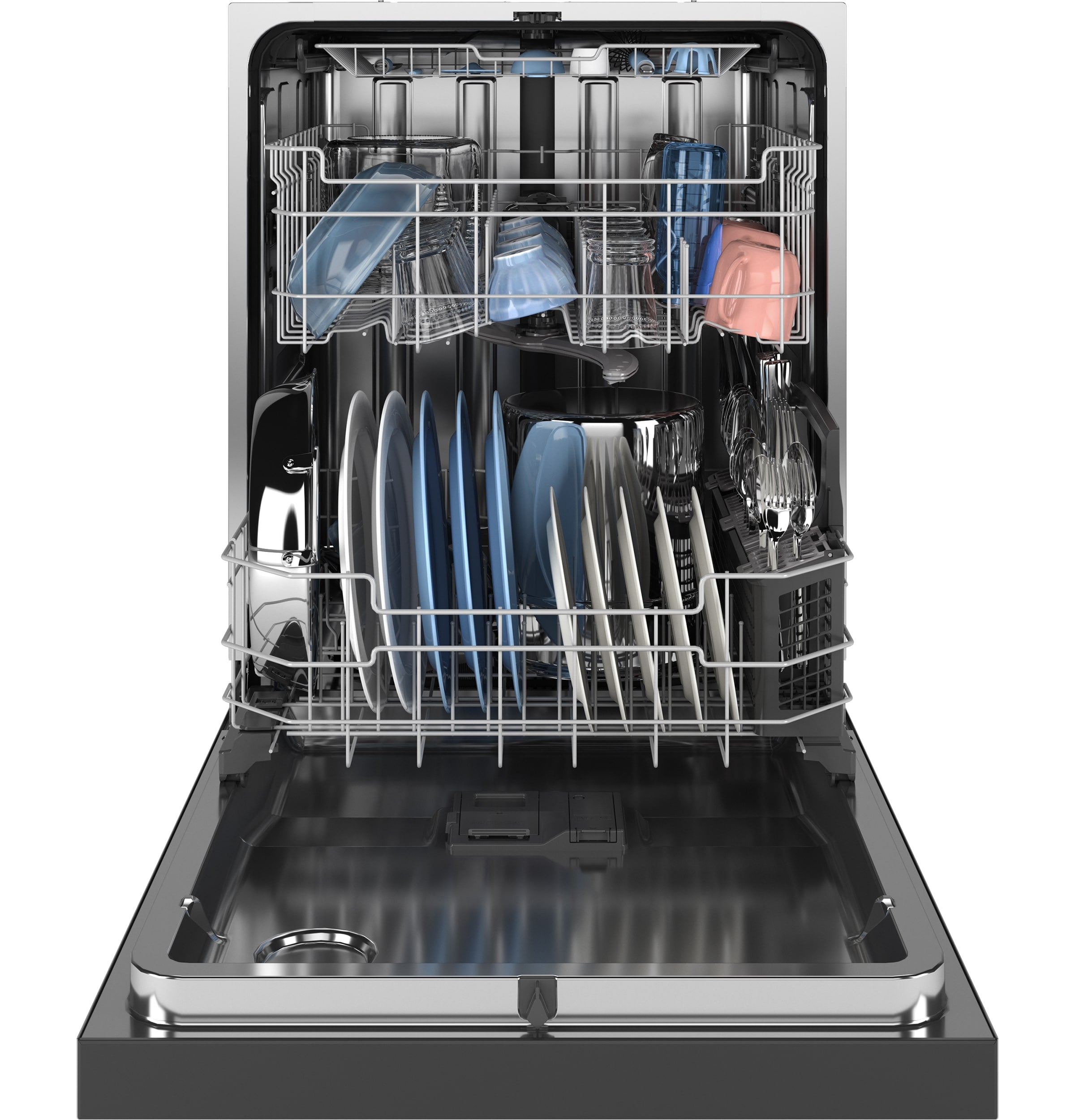 GE Dry Boost 24-in Front Control Built-in Dishwasher With Third Rack ( Fingerprint Resistant Stainless Steel ) ENERGY STAR, 47-Decibel Very Quiet Sound Level