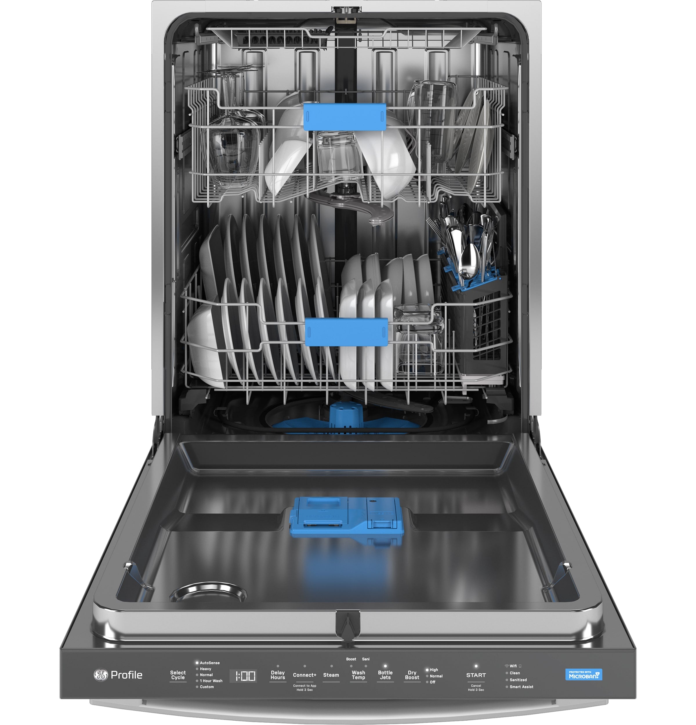 GE Profile Dry Boost 24-in Top Control Built-in Dishwasher With Third Rack ( Fingerprint Resistant Stainless Steel ) ENERGY STAR, 44-Decibel Very Quiet Sound Level