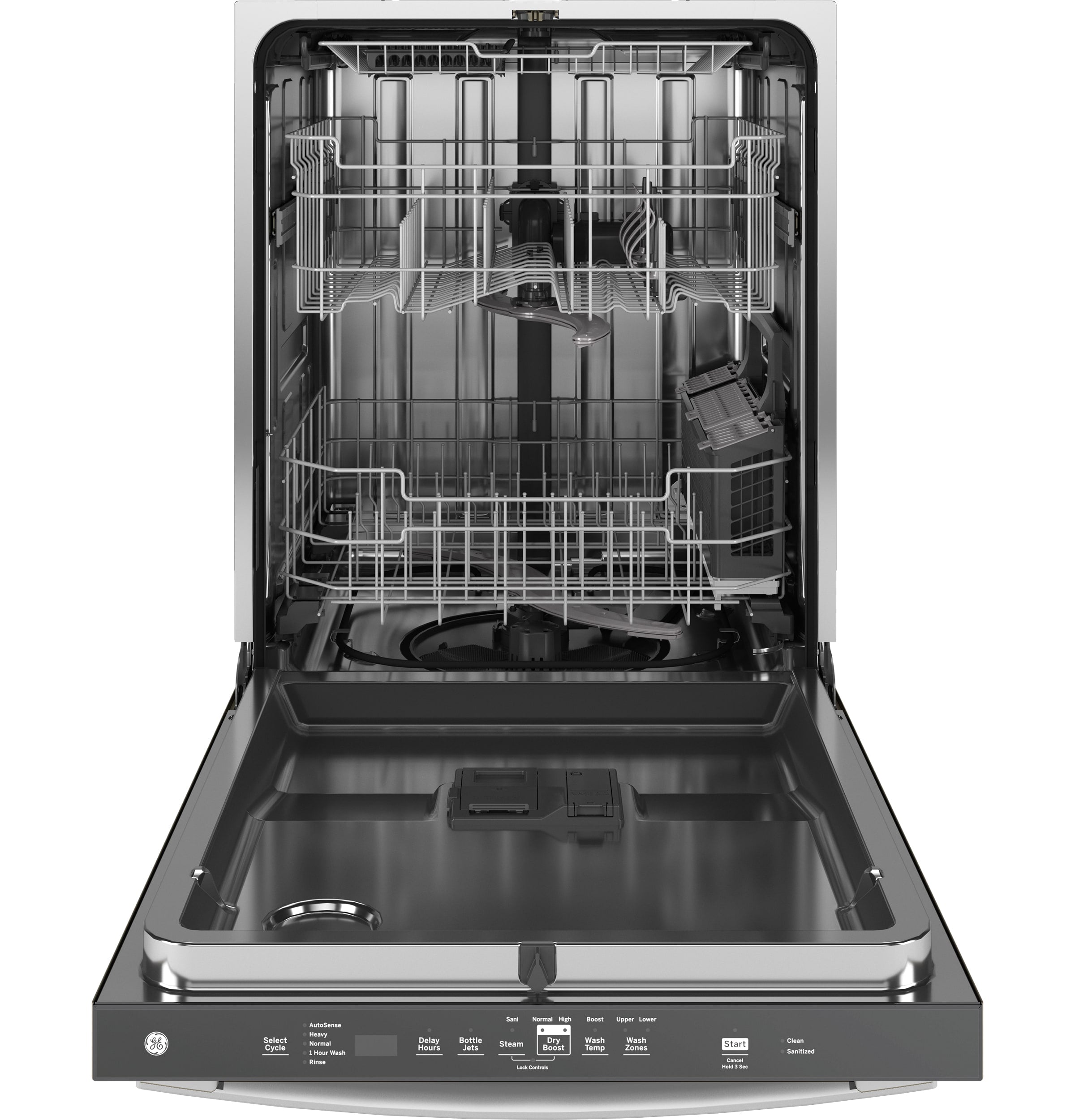 GE Dry Boost 24-in Top Control Built-in Dishwasher With Third Rack ( White ) ENERGY STAR, 45-Decibel Very Quiet Sound Level