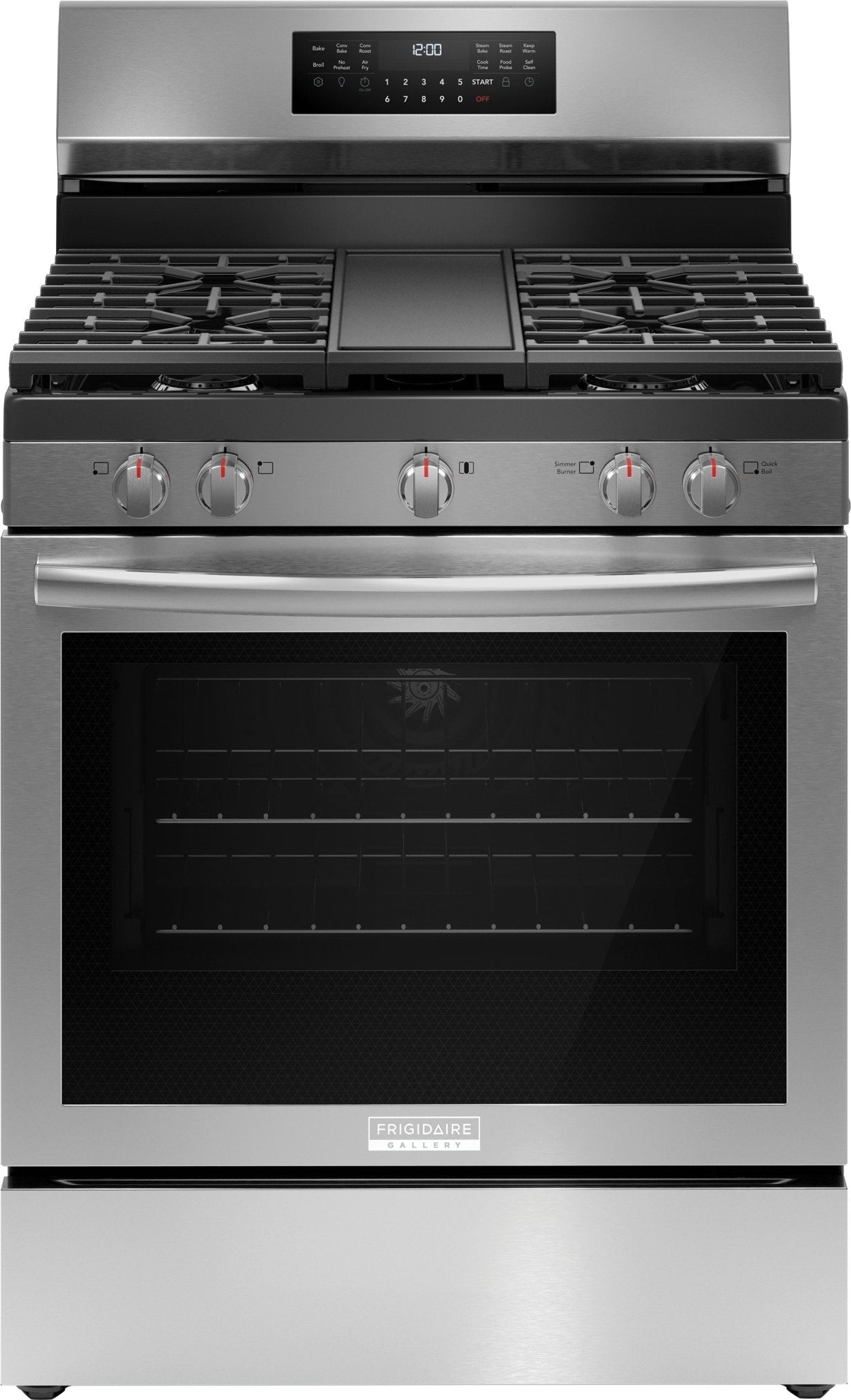 Frigidaire Gallery 30 - in 5 Burners 5.1 - cu ft Self & Steam Cleaning Air Fry Convection Oven Freestanding Natural Gas Range (Fingerprint Resistant Stainless Steel) (GCRG3060BF) - Stu's Home Improvement Outlet
