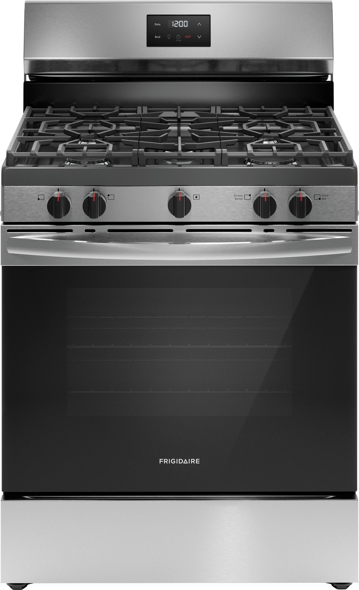 Frigidaire 30 - in 5 Burners 5.1 - cu ft Freestanding Natural Gas Range (Stainless Steel) (FCRG3052BS) - Stu's Home Improvement Outlet