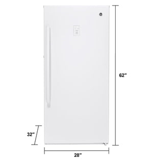 GE 14.1 - cu ft Garage Ready Frost - free Upright Freezer ( White )(FUF14DLRCWW) - Stu's Home Improvement Outlet