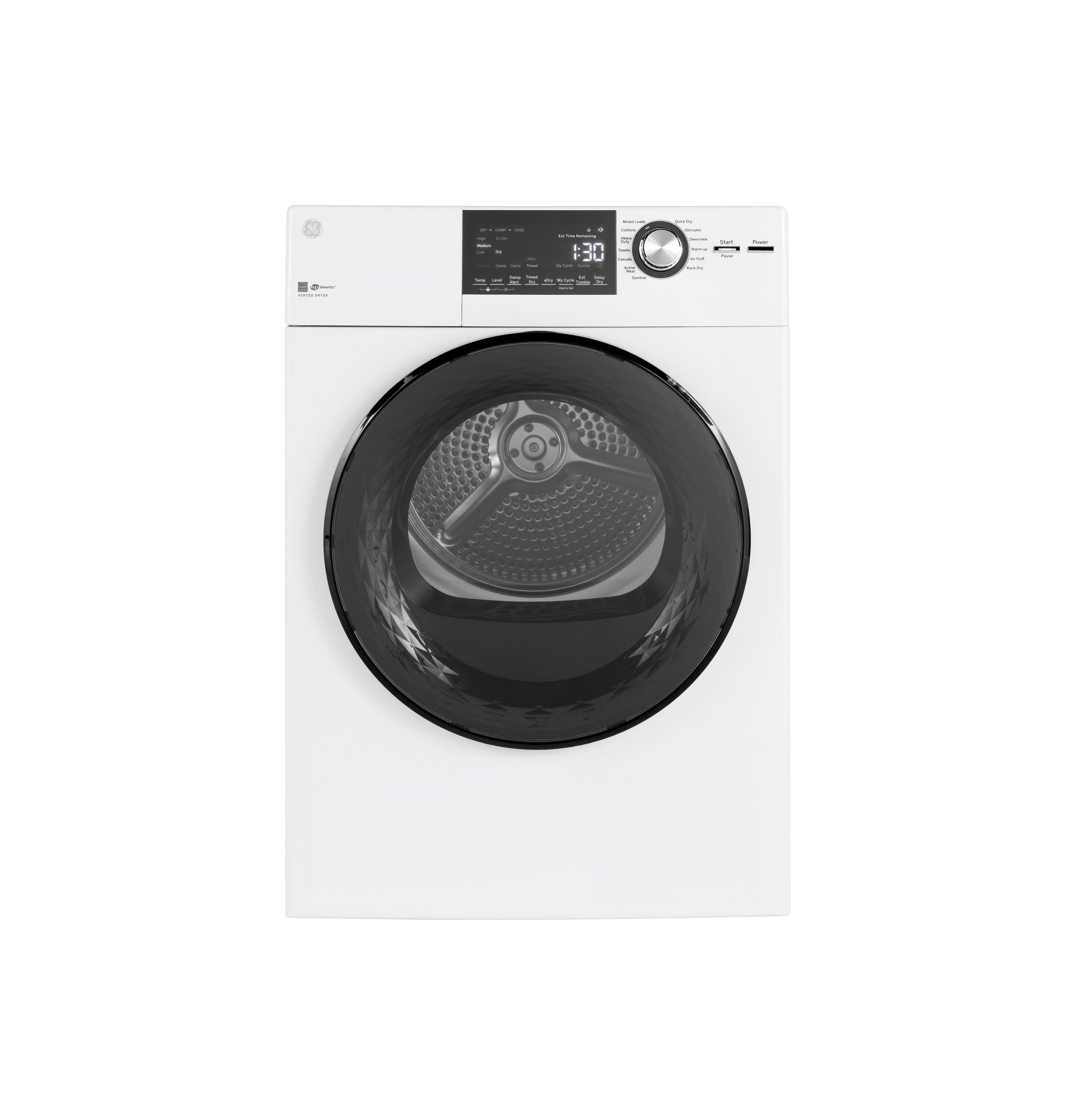 GE 4.3-cu ft Stackable Vented Electric Dryer (White) ENERGY STAR