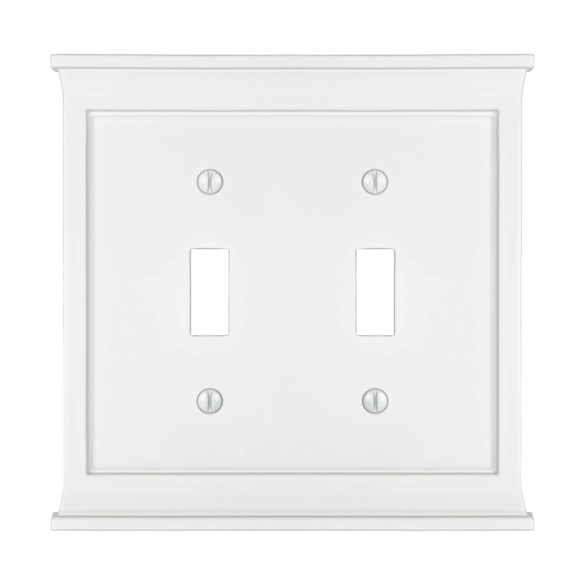 allen + roth Capitol 2-Gang Standard Size White Composite Wood Indoor Toggle Wall Plate