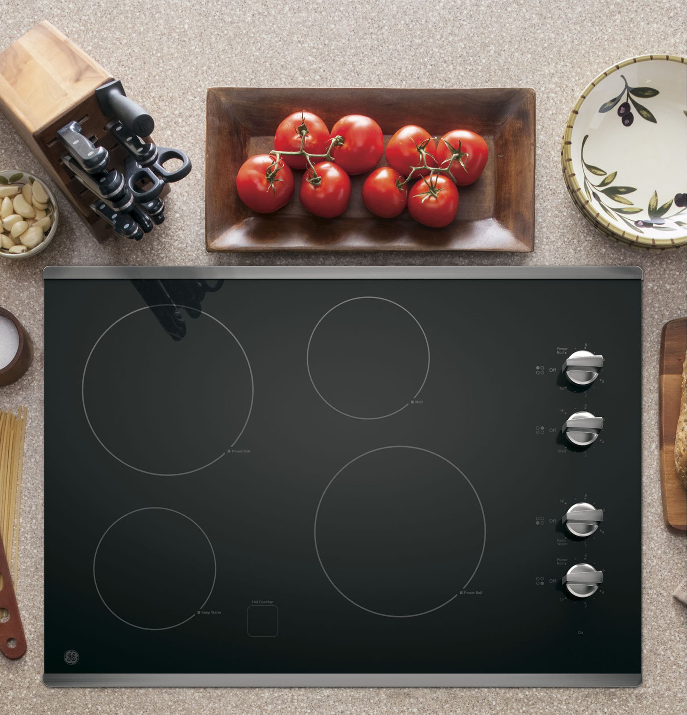 GE 30-in 4 burners Smooth Surface (Radiant) Stainless steel Electric Cooktop