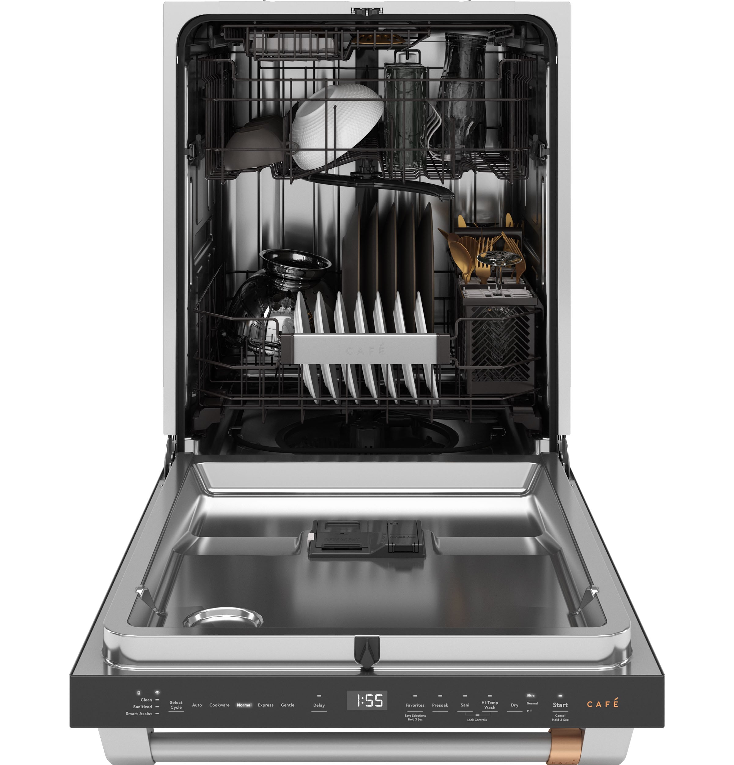 Cafe 24-in Top Control Built-in Dishwasher With Third Rack ( Stainless Steel with Brushed Stainless Handles ) ENERGY STAR, 42-Decibel Quietest Sound Level