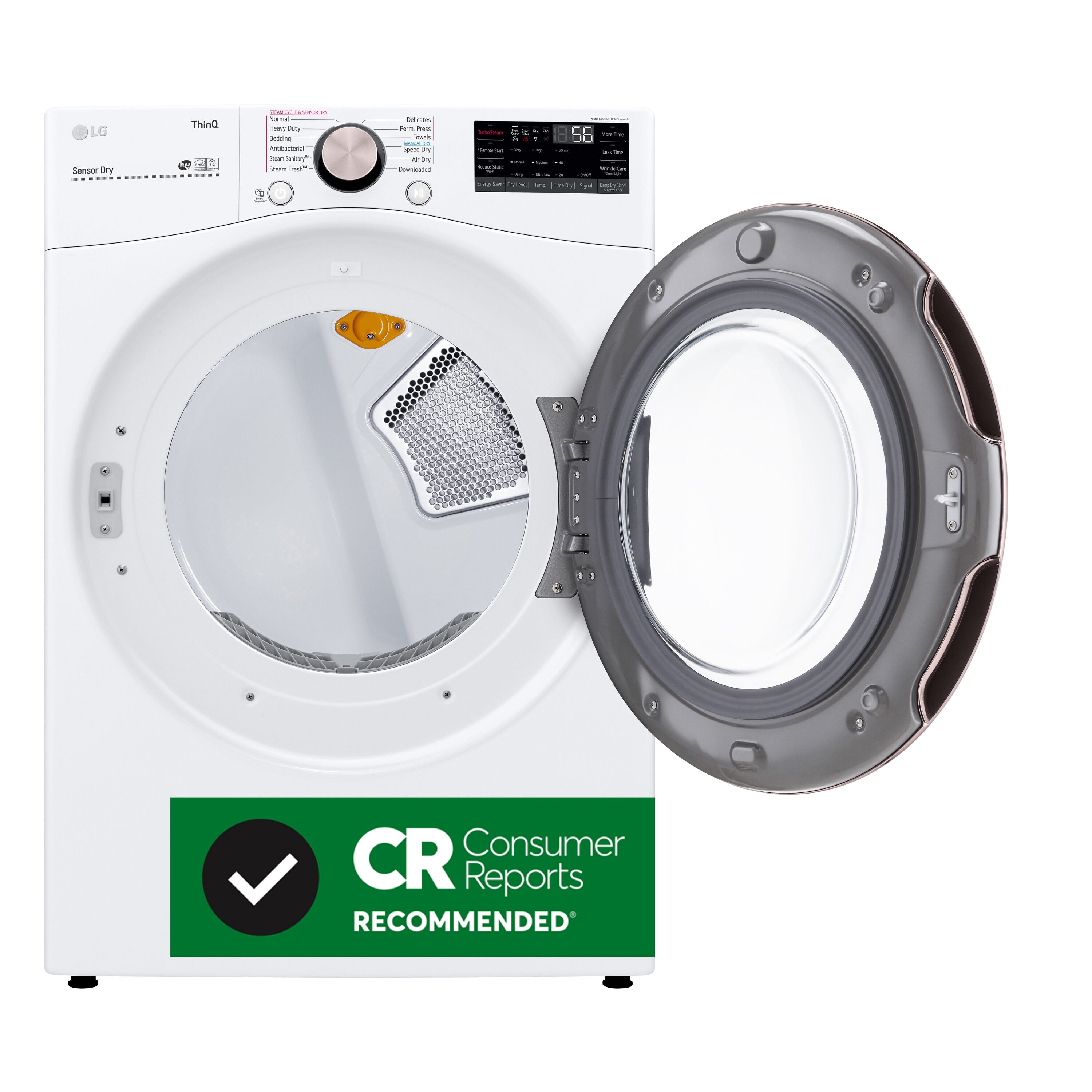LG True Steam 4.5-cu ft Stackable Steam Cycle Vented Electric Dryer (White) ENERGY STAR