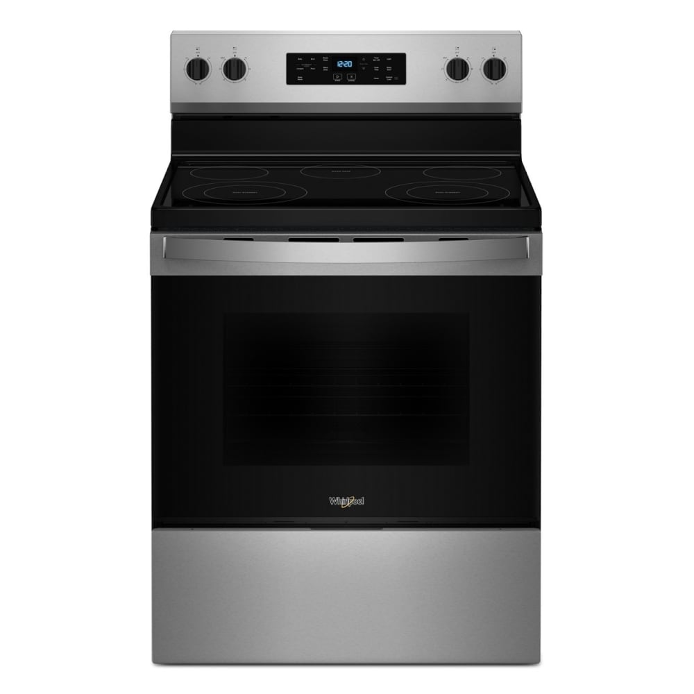Whirlpool 30 - in Glass Top 5 Burners 5.3 - cu ft Steam Cleaning Freestanding Electric Range (Fingerprint Resistant Stainless Steel) (WFES3330RZ) - Stu's Home Improvement Outlet