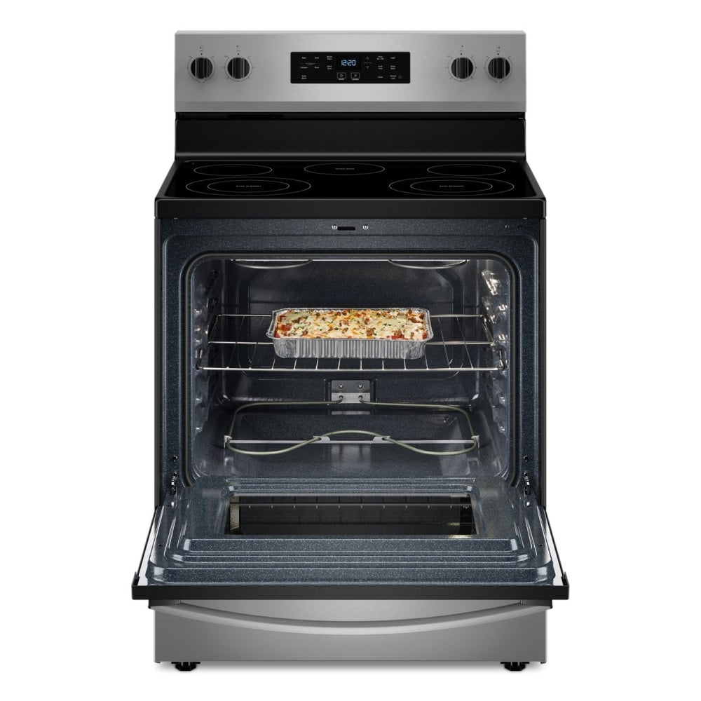 Whirlpool 30 - in Glass Top 5 Burners 5.3 - cu ft Steam Cleaning Freestanding Electric Range (Fingerprint Resistant Stainless Steel) (WFES3330RZ) - Stu's Home Improvement Outlet