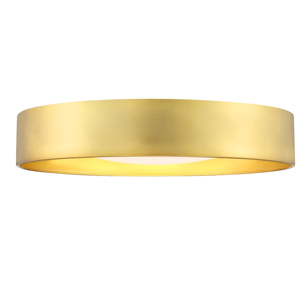 allen + roth King 14-in Brushed gold Indoor 1 -Light LED Flush Mount Light with Plastic Shade