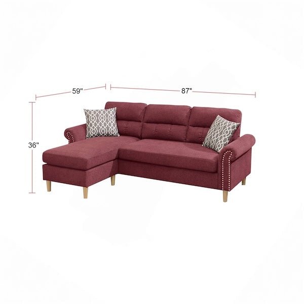 Sectional Sofa, Velvet Reversible Sectional Sofa In Paprika Red - Stu's Home Improvement Outlet