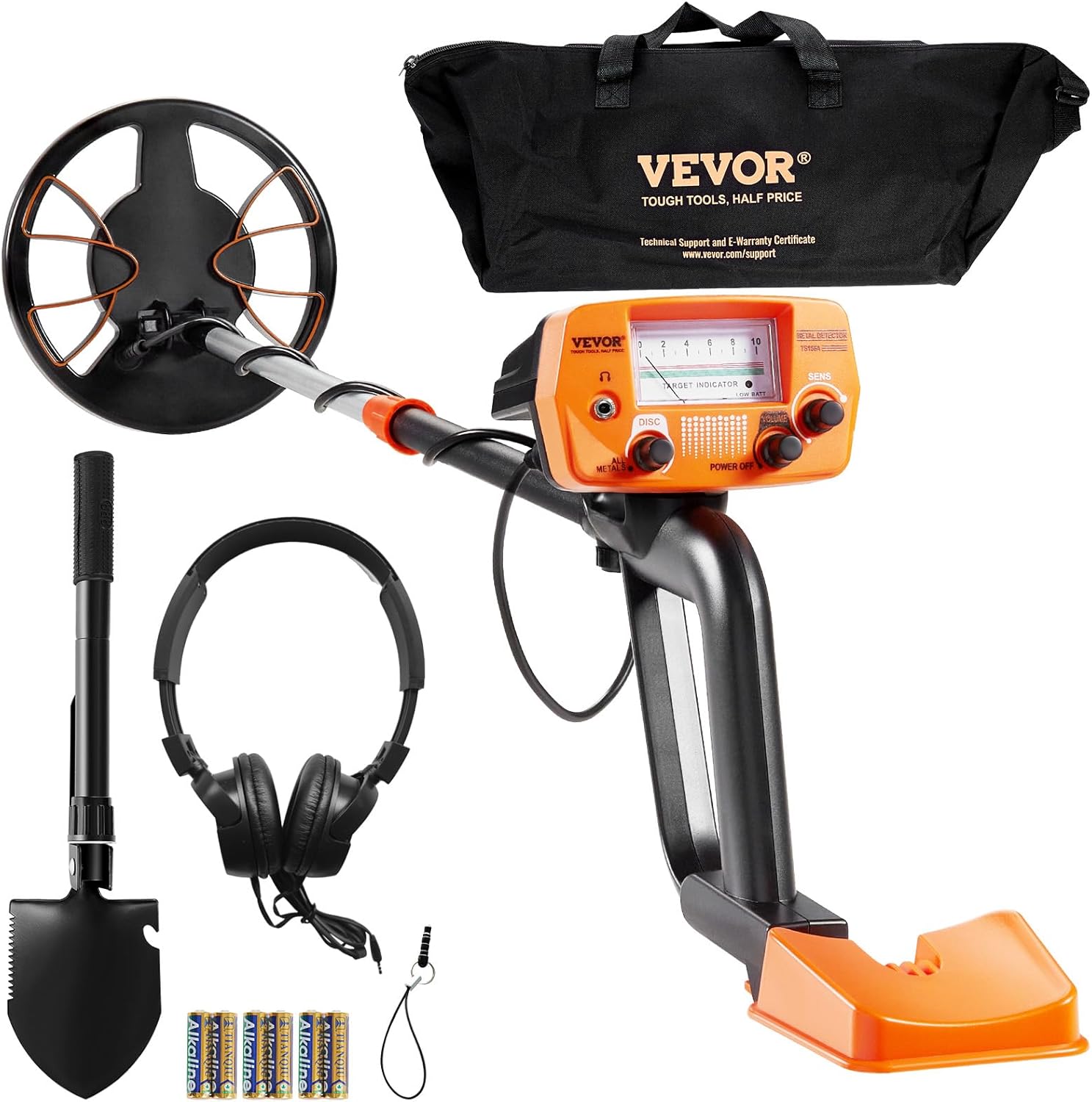 VEVOR Metal Detector for Adults & Kids, 8 Inch Waterproof Search Coil with High Accuracy Pointer Display, Adjustable 38''-49'' Gold Detector, Lightweight Aluminum Stem for Detecting Gold Treasure