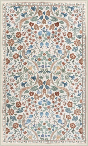 Moynesa Floral Washable Area Rugs, 3x5 Rugs for Bedroom Non Slip Soft Entry Rug, Boho Flower Small Living Room Throw Rug Ultra Thin Floor Carpet for Dorm Bathroom Nursery, Beige - Stu's Home Improvement Outlet