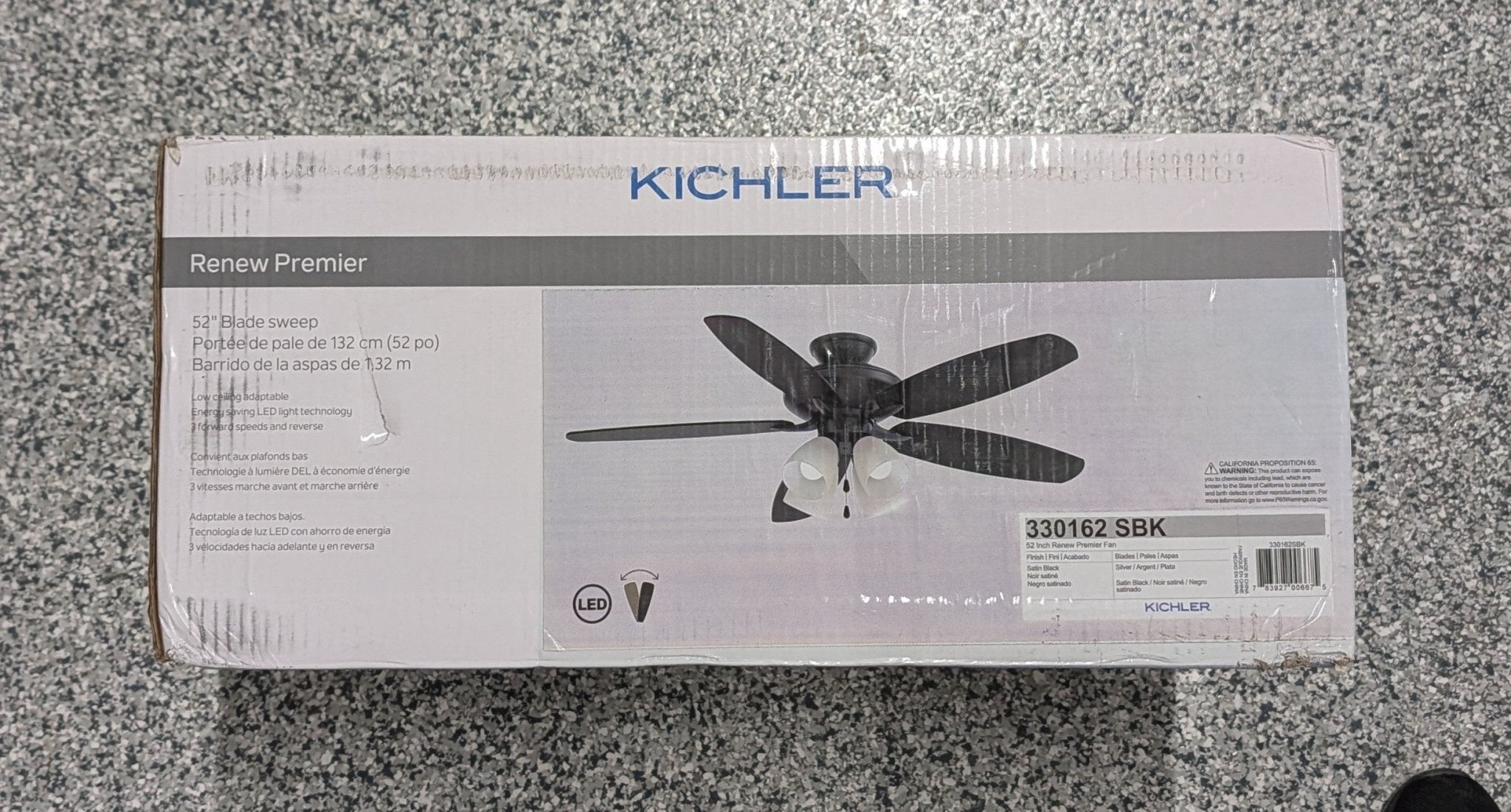 Renew Premier 52 in. Indoor Satin Black Dual Mount Ceiling Fan with LED Bulbs with Pull Chain - Stu's Home Improvement Outlet