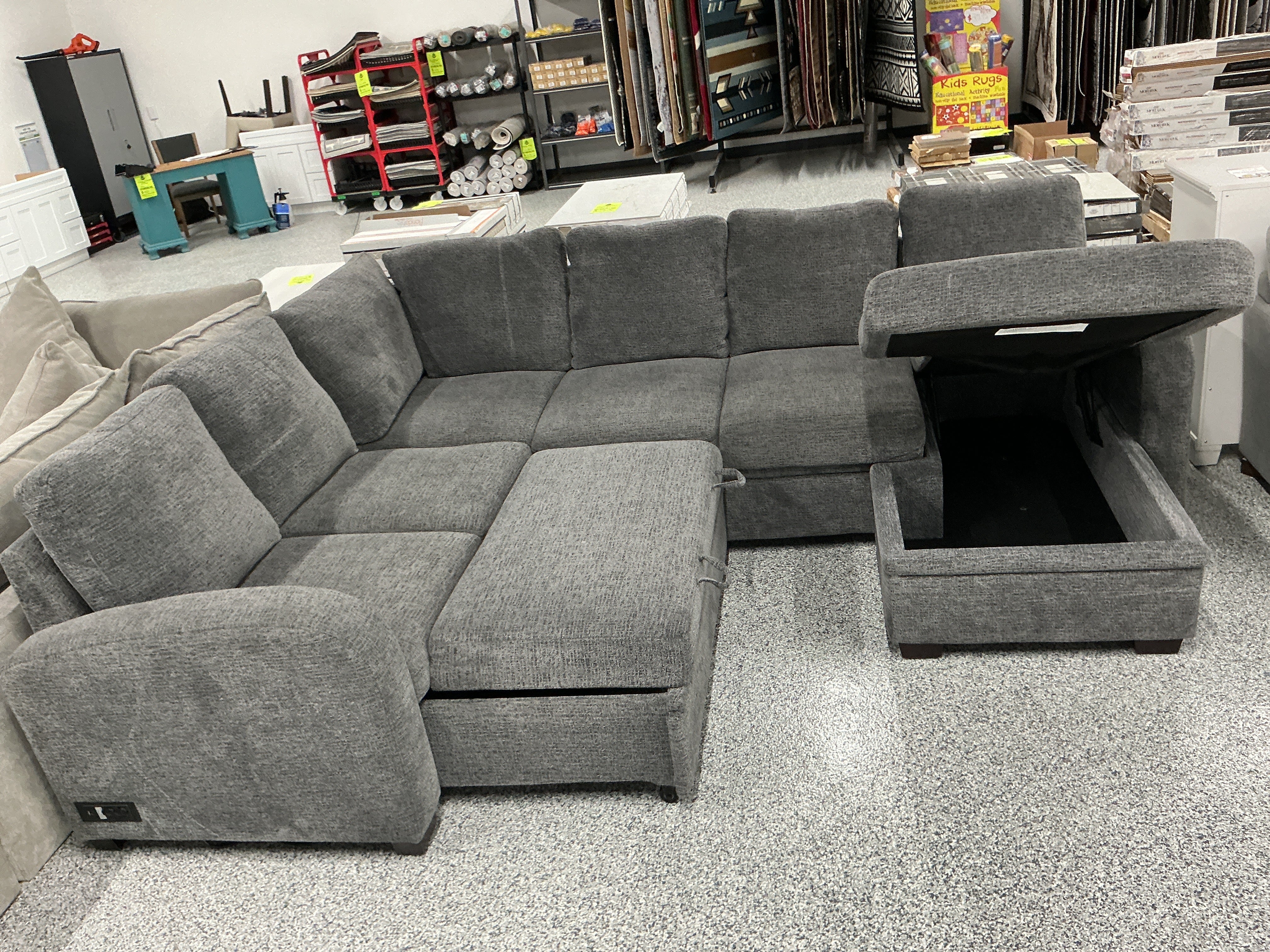 Coddle Aria Fabric Sleeper Sofa with Reversible Chaise and Storage, Gray