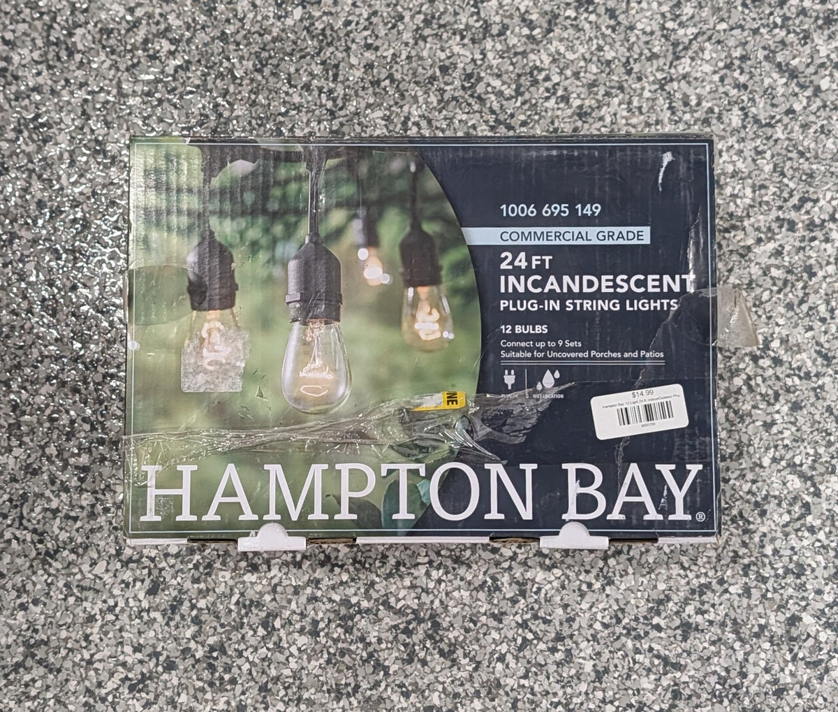 Hampton Bay 12 - Light 24 ft. Indoor/Outdoor Plug - In Incandescent Edison Bulb String Light - Stu's Home Improvement Outlet